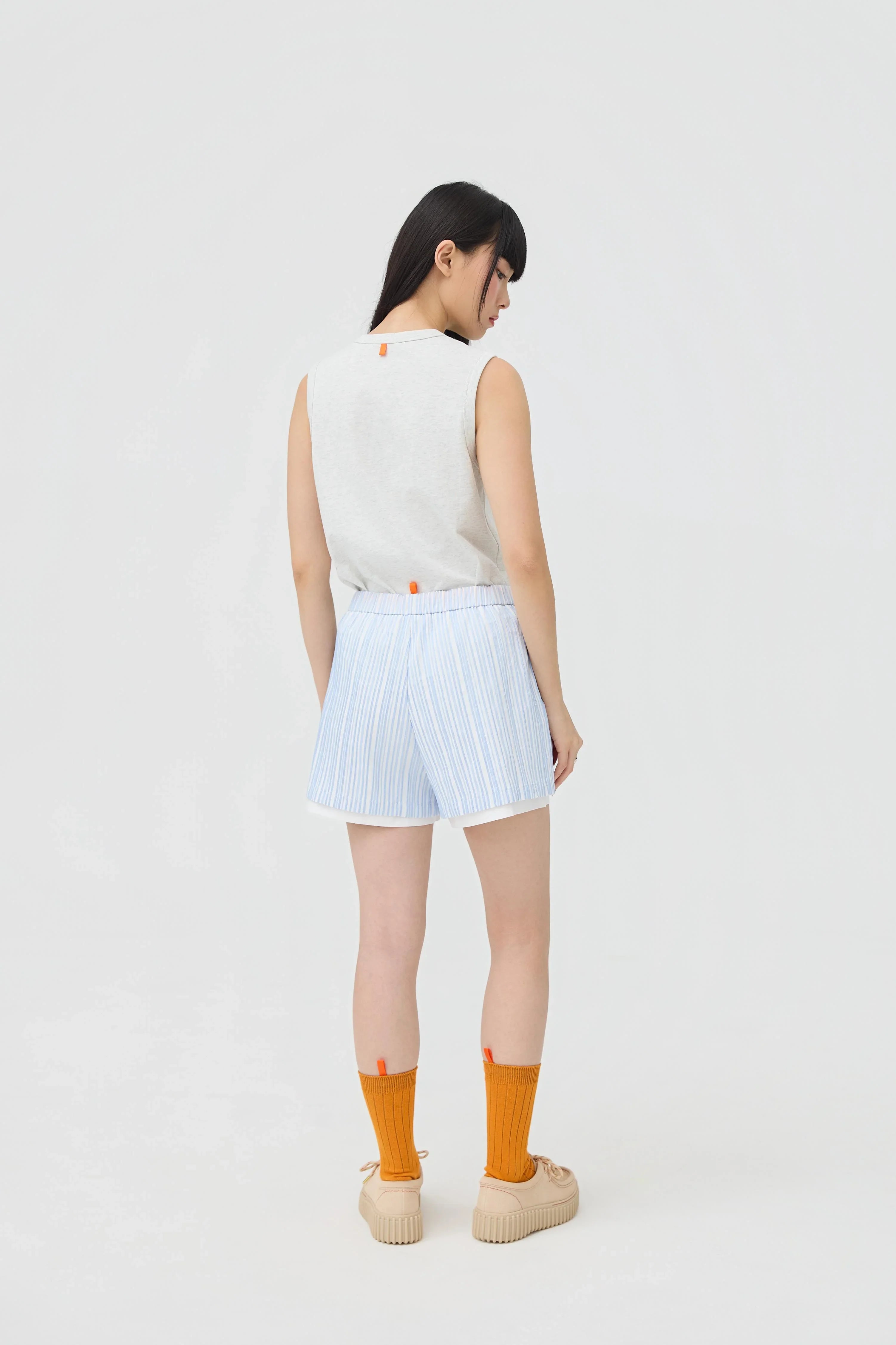 3EIGHTH | Futae Shorts In Blue Seersucker