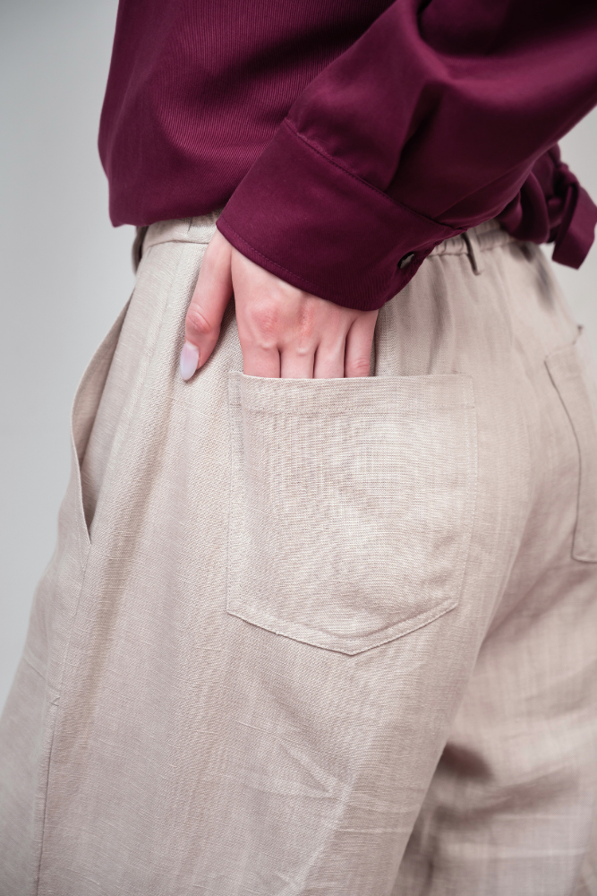 OLIVE BASICS | Jesse Wide-Leg Pocket Pants in TENCELâ„¢ Linen