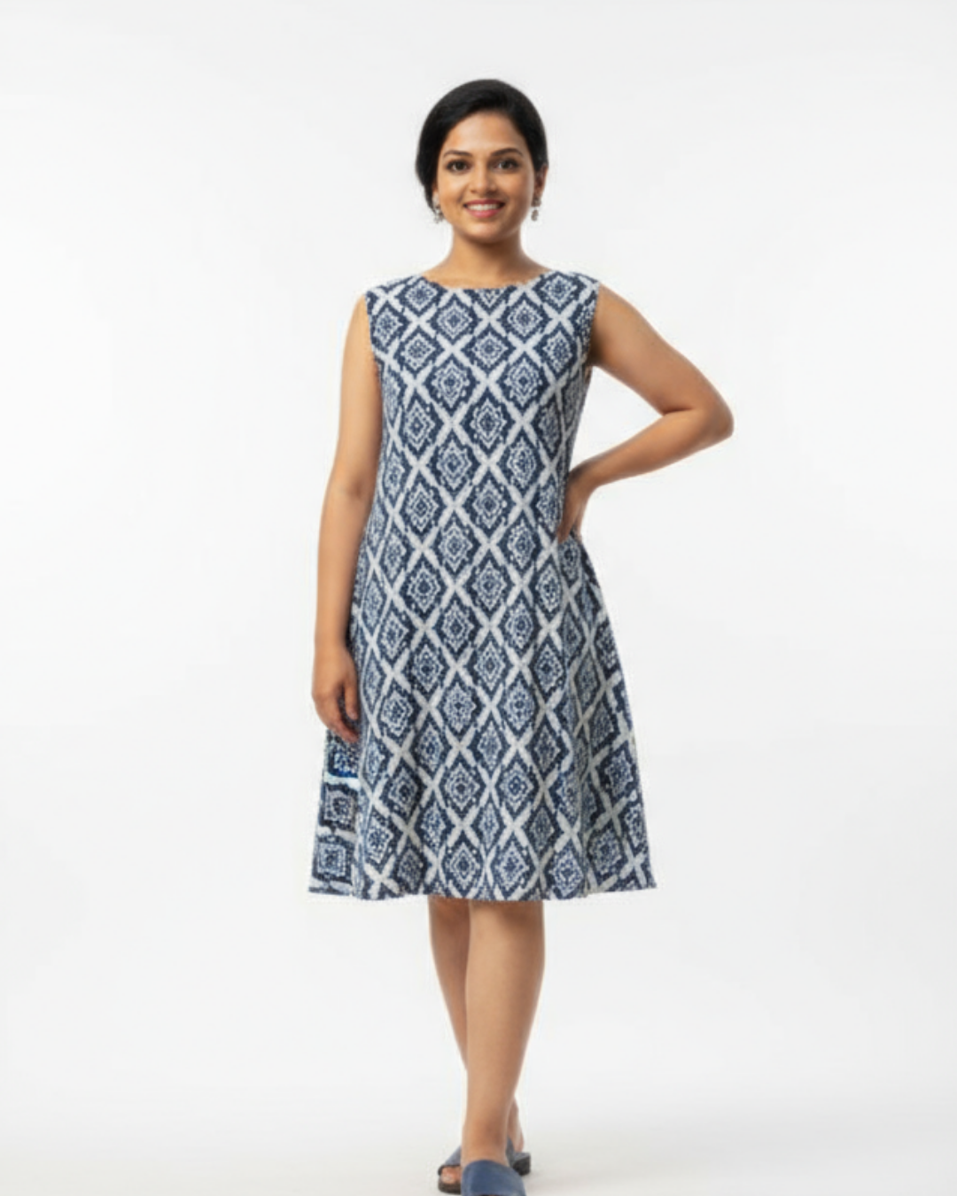 NIMBU | Isla Ikat Women A-Line Dress In Cotton