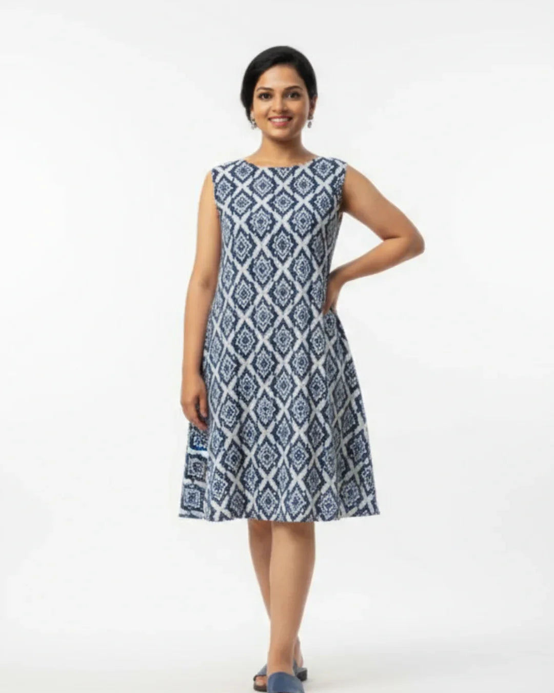NIMBU | Isla Ikat Women A-Line Dress In Cotton