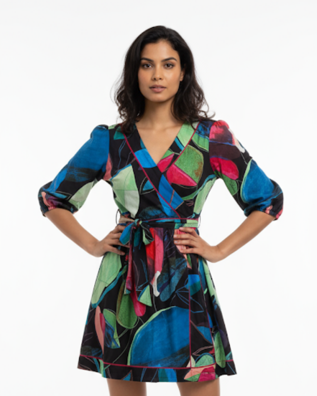 NIMBU | Havana Wrap Dress in Black Amazon in Cotton