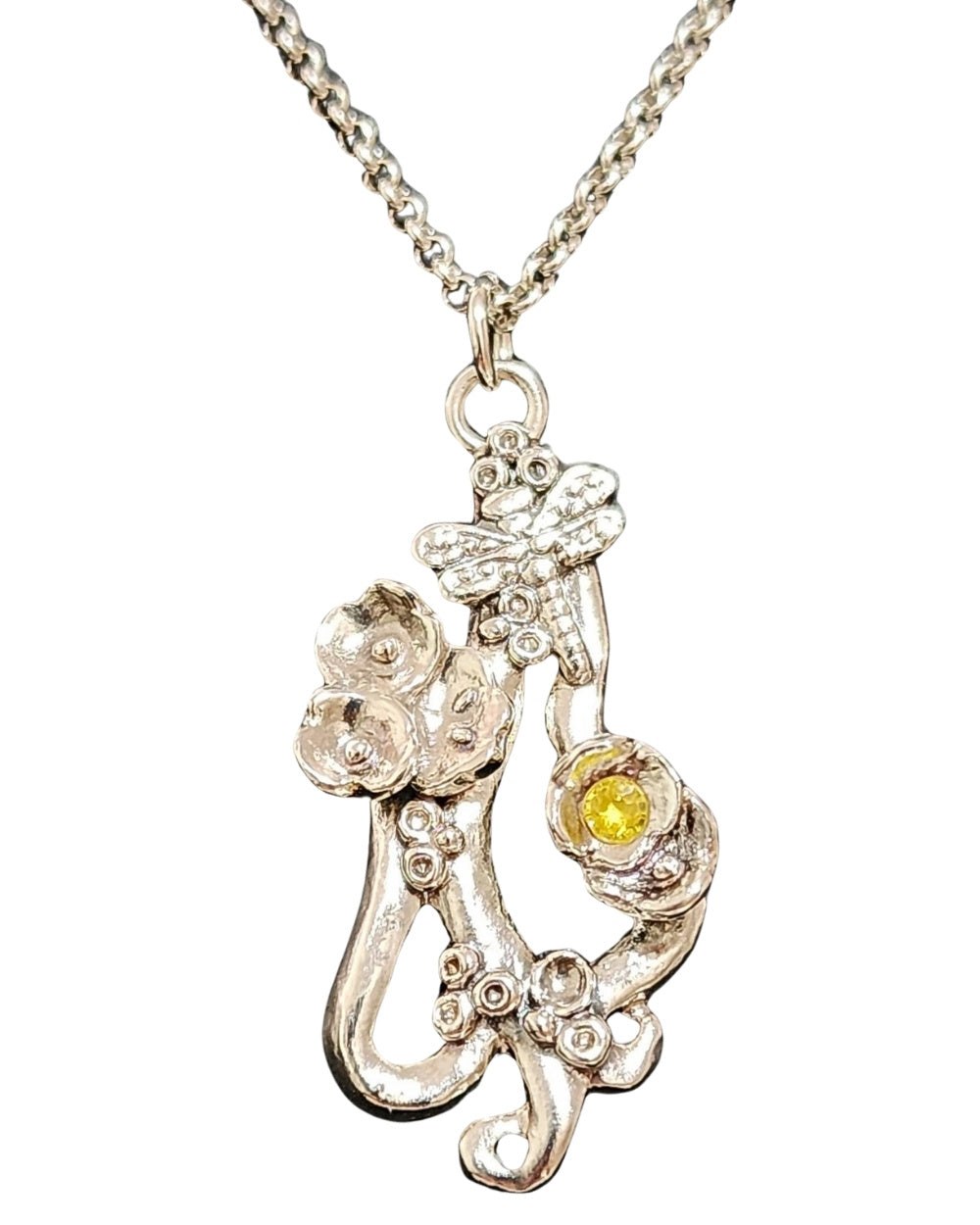 CREATIVE JEWELLERY STUDIO | Yellow Sapphire, Silver "Botanical Fantasy" Pendant Necklace by Annyun