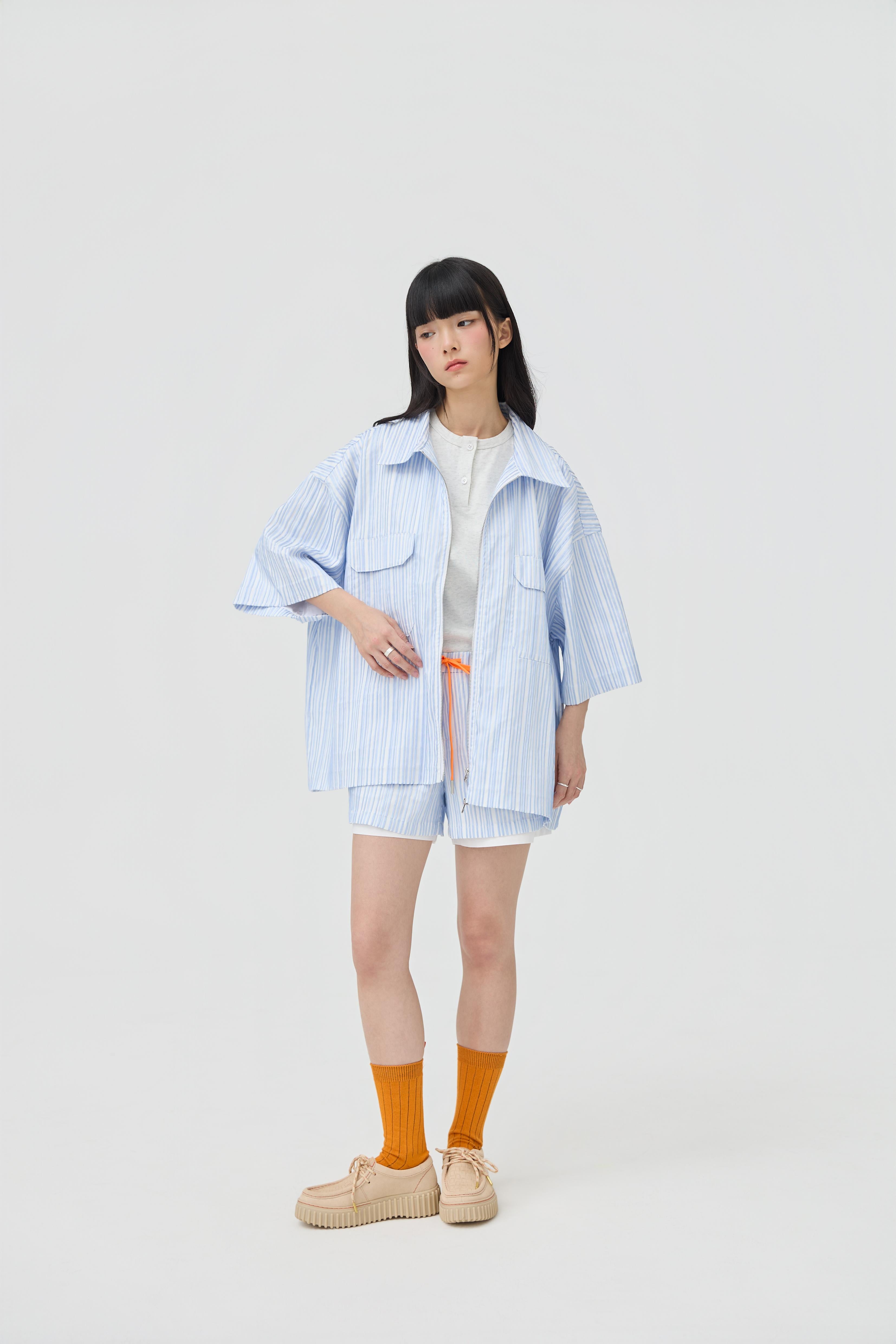 3EIGHTH | Fuwa Jacket In Blue Seersucker