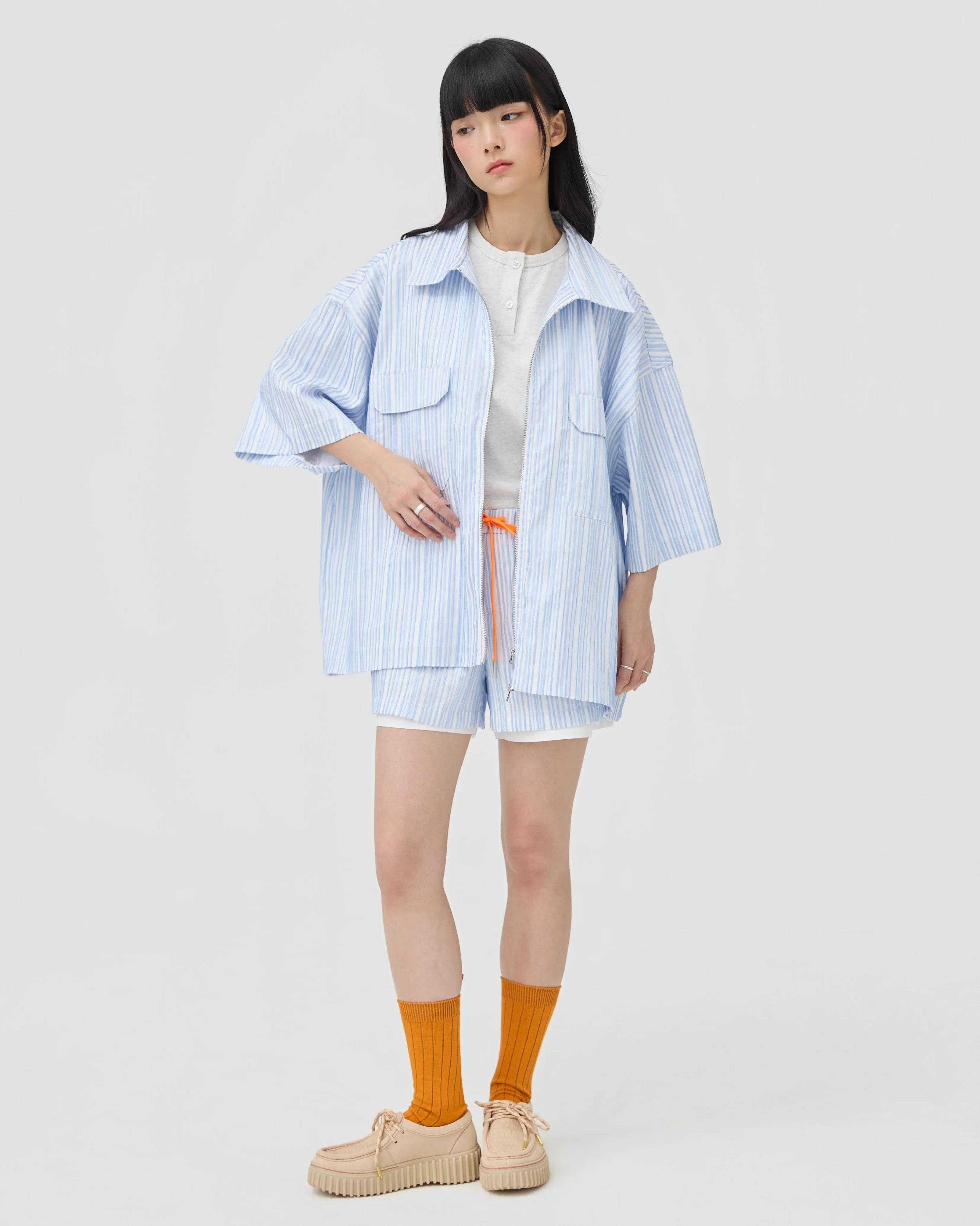 3EIGHTH | Fuwa Jacket In Blue Seersucker