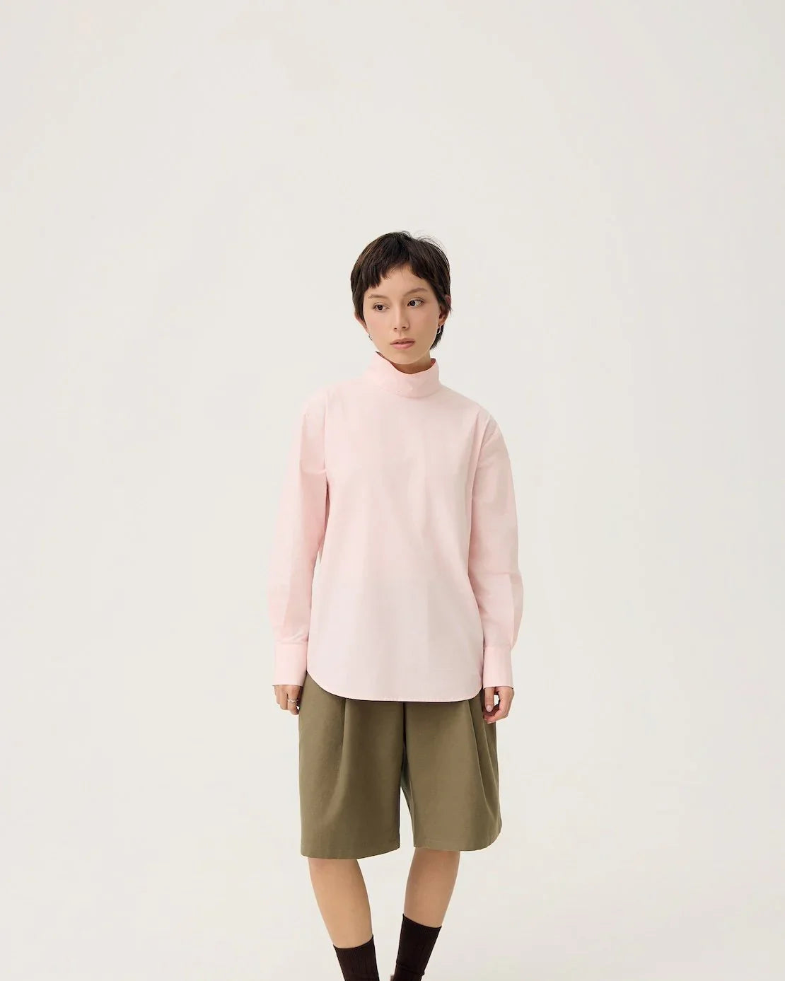 3EIGHTH | Oki Scarf Collar Top in Sakura Pink