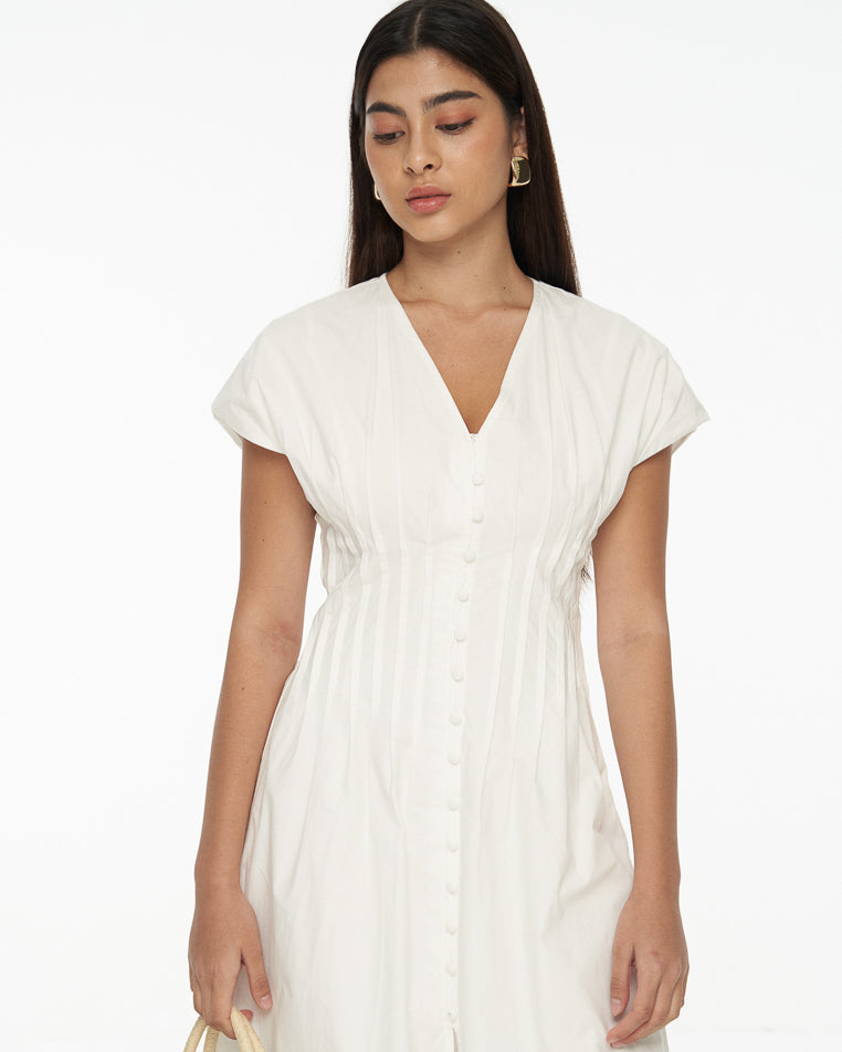 DRESSINGPAULA | Pleated Cotton Midi Dress