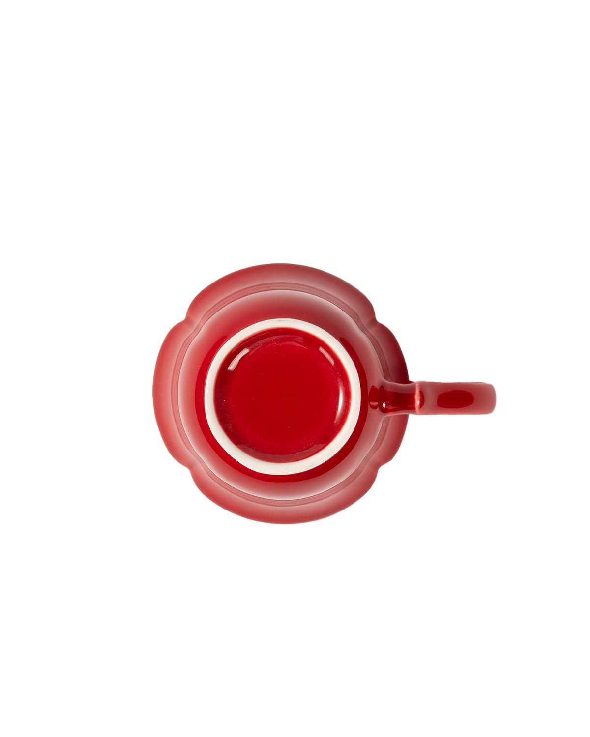 CRAFILAB | Vermilion Red & Moon Gazing Teacup With Heart & Shaped Side Handle