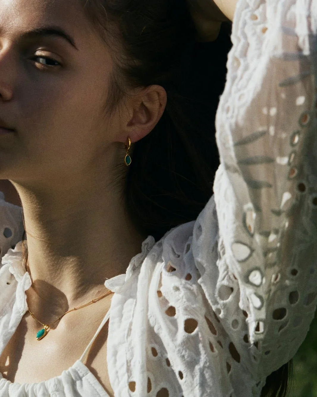 RINA LEE | Courage Amazonite Hoop Dangle Earrings