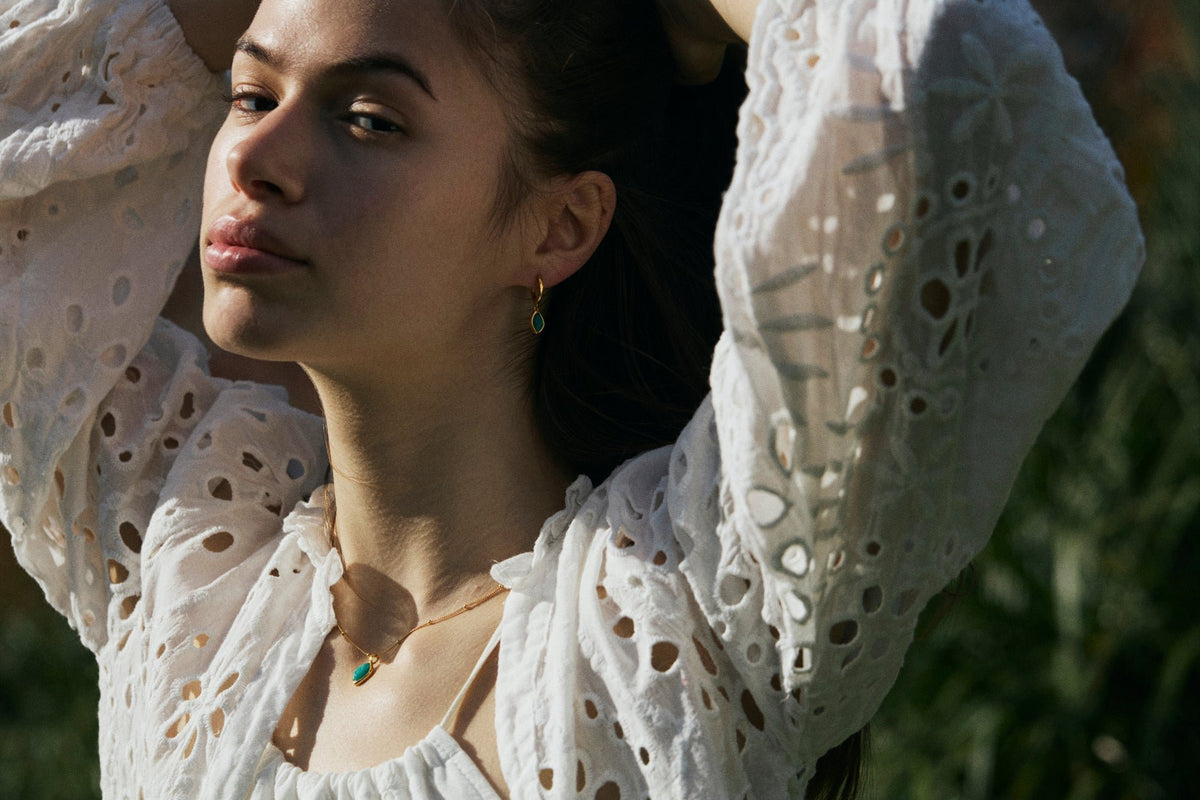 RINA LEE | Courage Amazonite Hoop Dangle Earrings