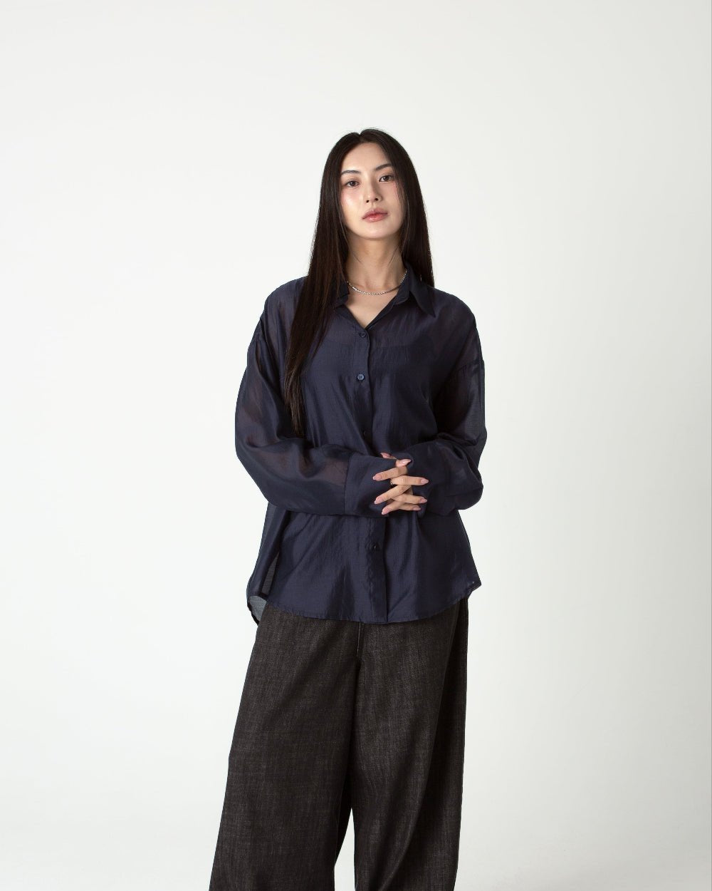 SAERO COLLECTIVE | Malgeun Tencel Shirt | Navy