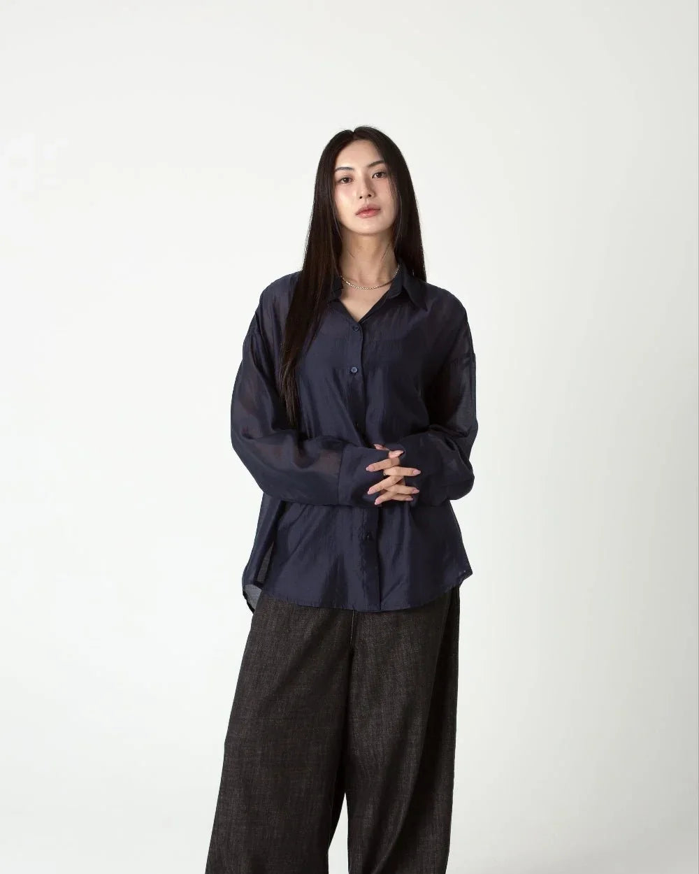 SAERO COLLECTIVE | Malgeun Tencel Shirt | Navy