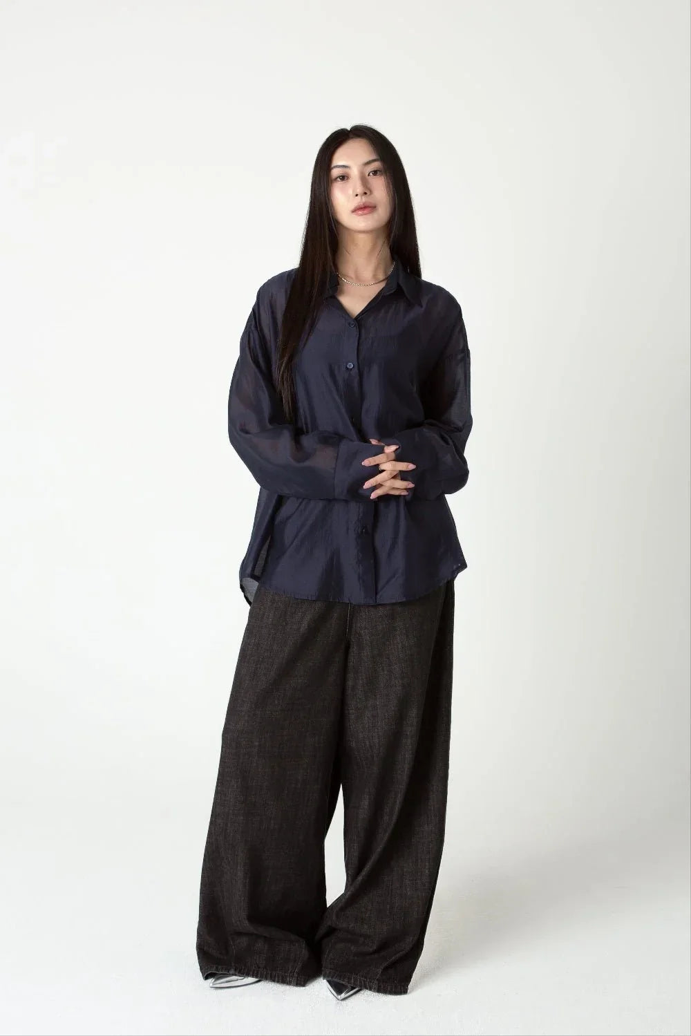 SAERO COLLECTIVE | Malgeun Tencel Shirt | Navy