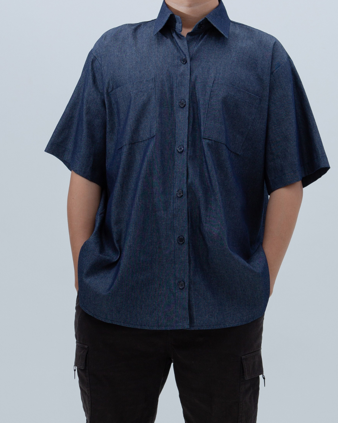 SAERO COLLECTIVE | Denim Short Sleeve Shirt | Blue