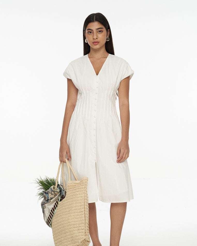 DRESSINGPAULA | Pleated Cotton Midi Dress
