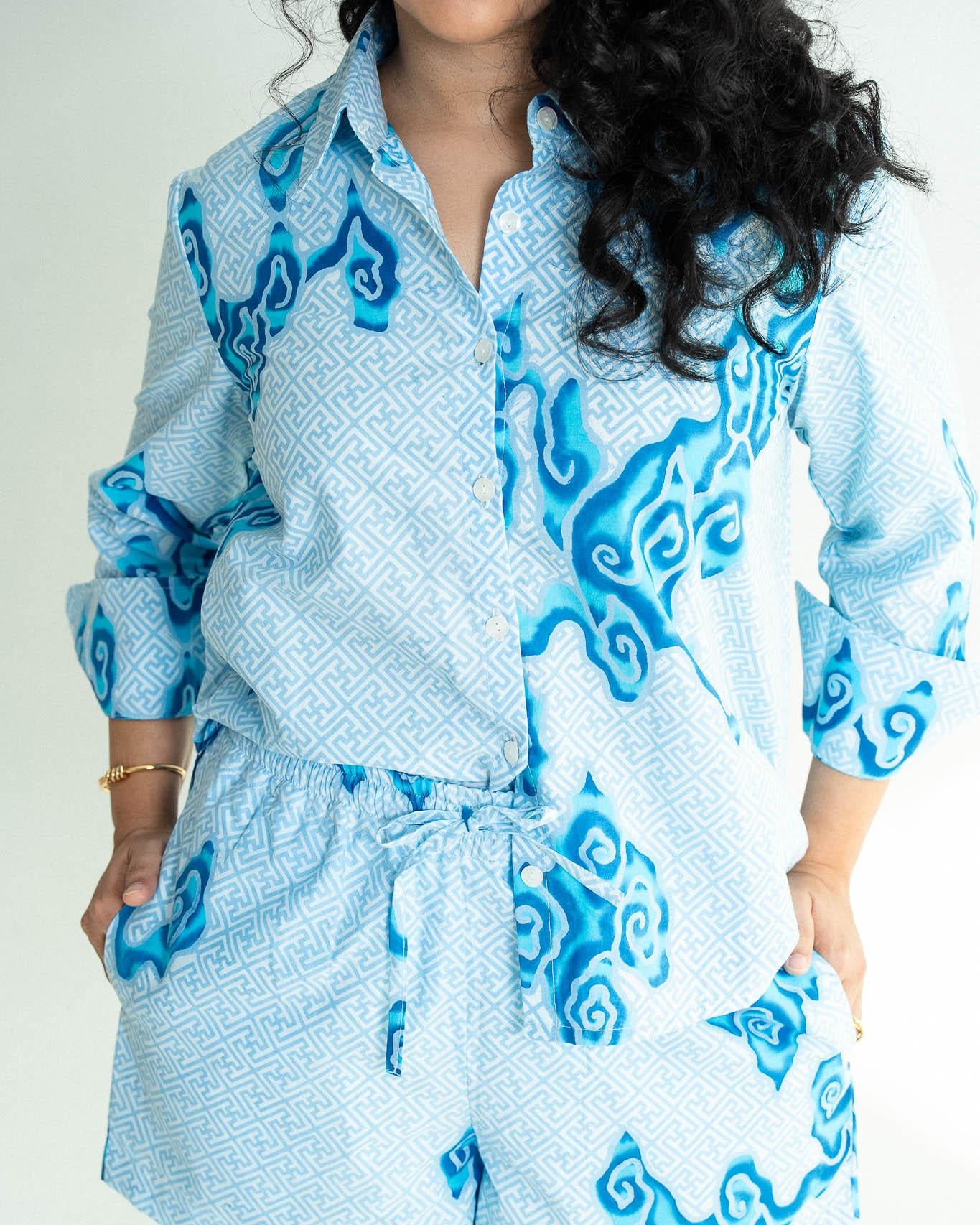 STUDIO GYPSIED | Batik Studio Shorts In Tumbuh Porcelain