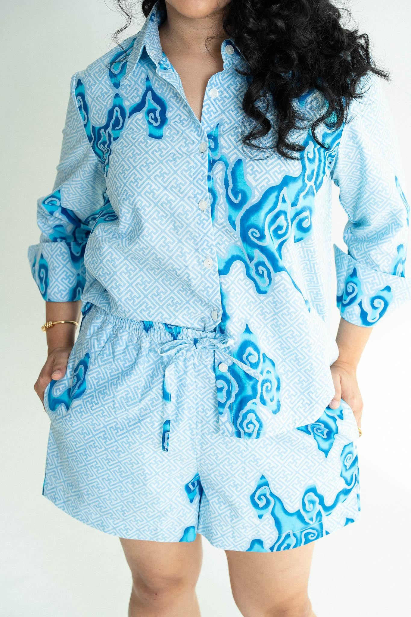 STUDIO GYPSIED | Batik Studio Shorts In Tumbuh Porcelain