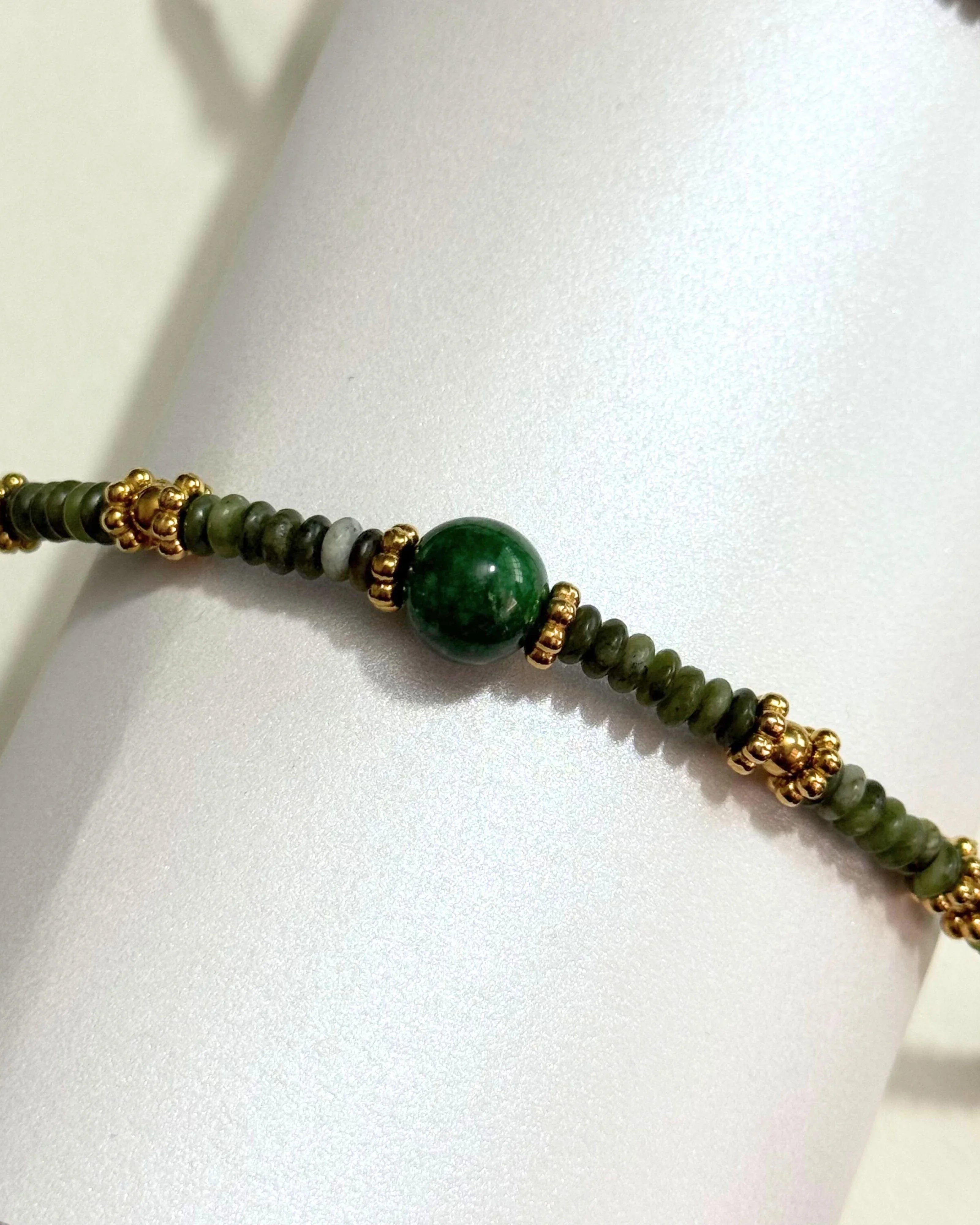 THE ANTECEDENT STORE | B - Abundance & Strength Green Chalcedony With Nephrite Jade Bracelet