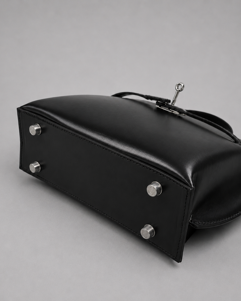WU HAUS | Le H 30 Black Leather Top Handle Bag