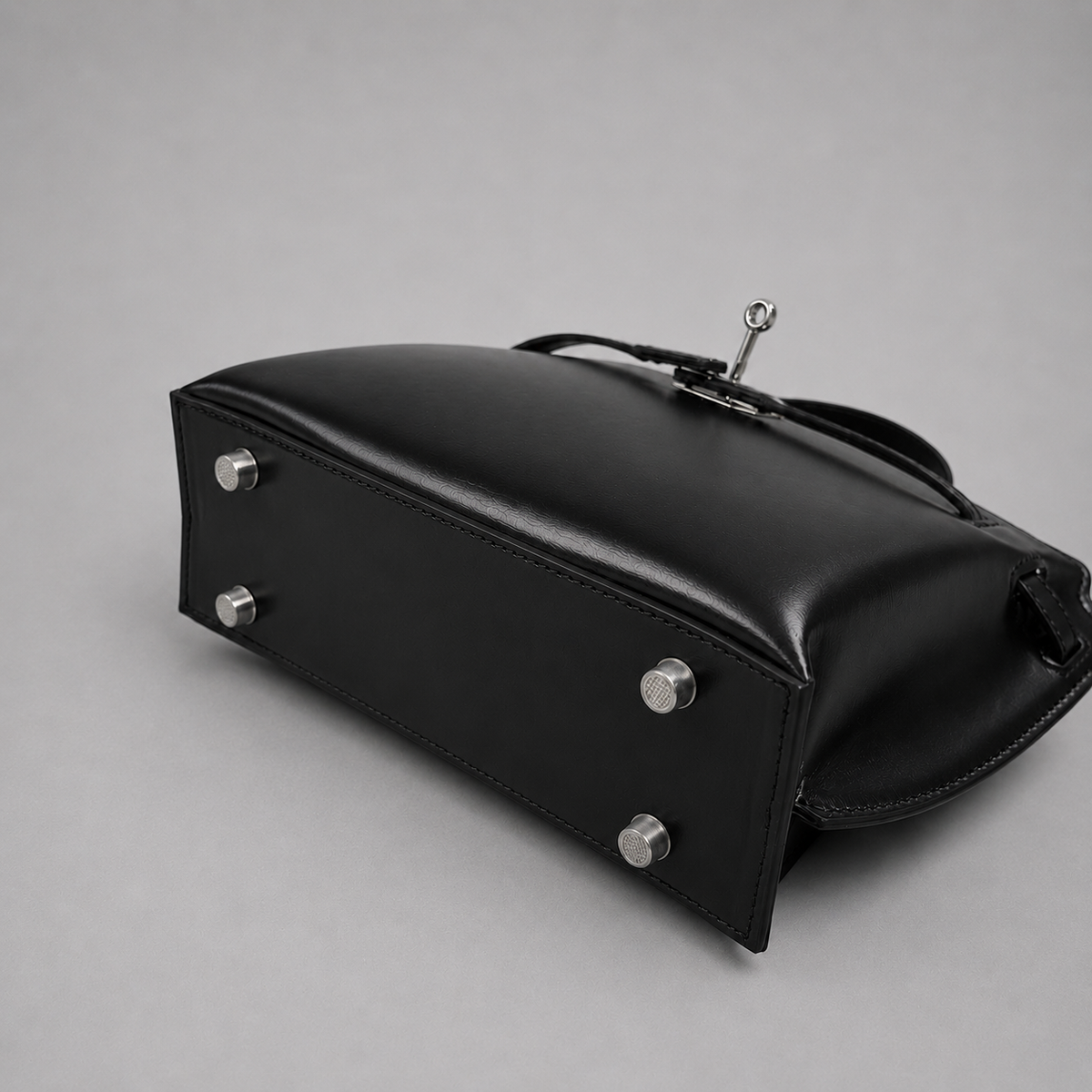 WU HAUS | Le H 30 Black Leather Top Handle Bag