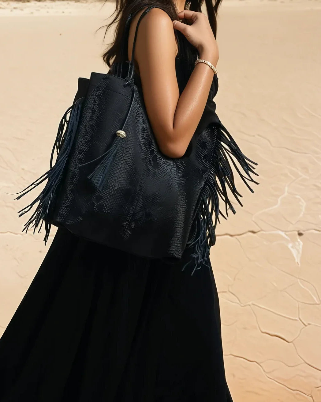 DESTI SAINT | Tassel Shopper - Black