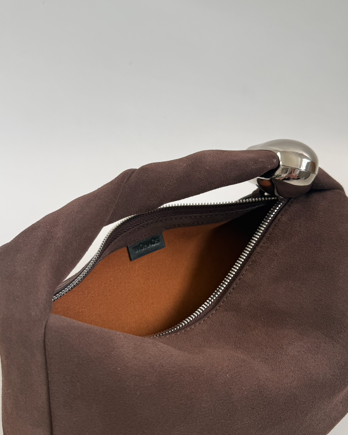 WU HAUS | Orbit Lightweight Suede Coffee Sculptural Bag