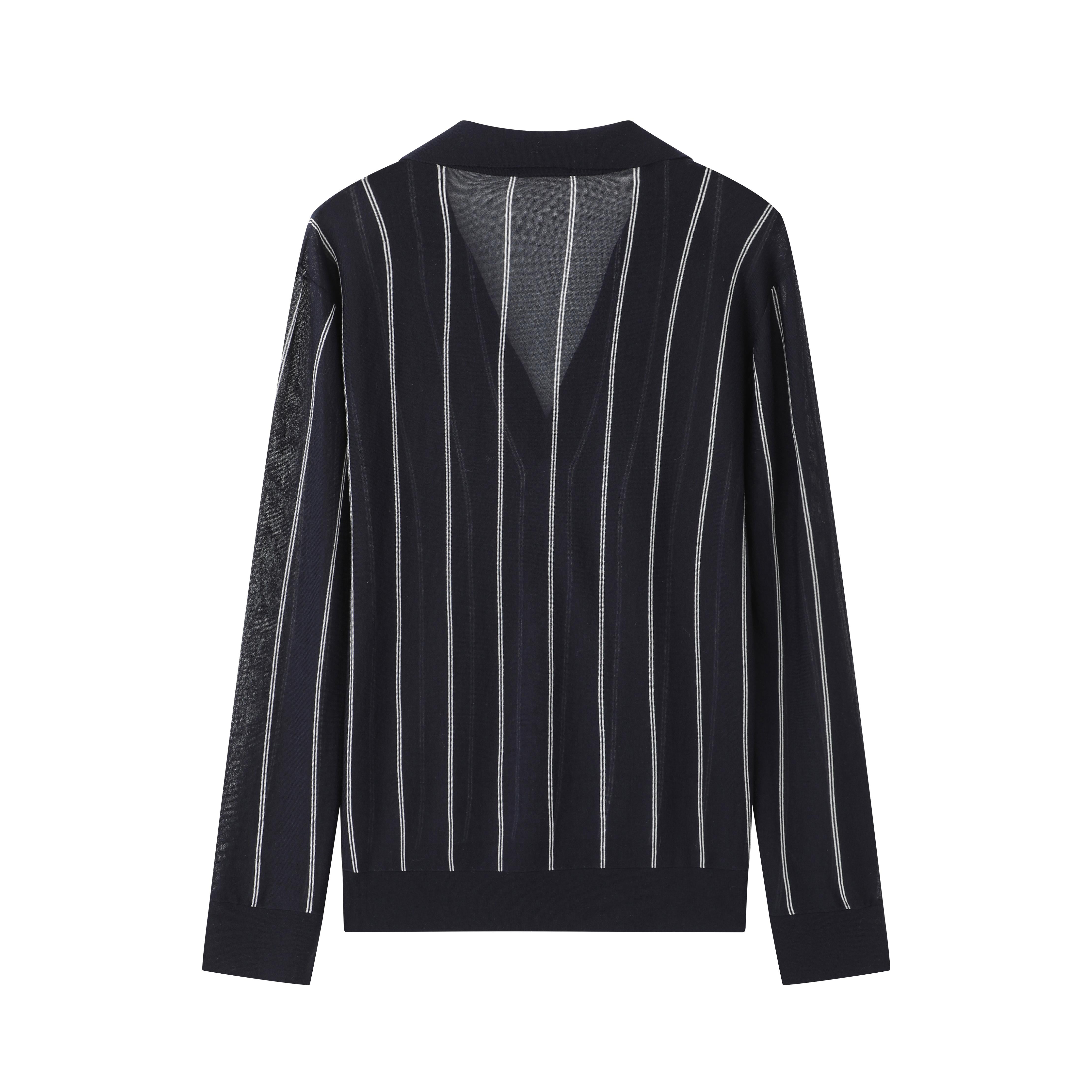 LAYERPLAN | Aziel Light Weight Wool Striped Polo Top