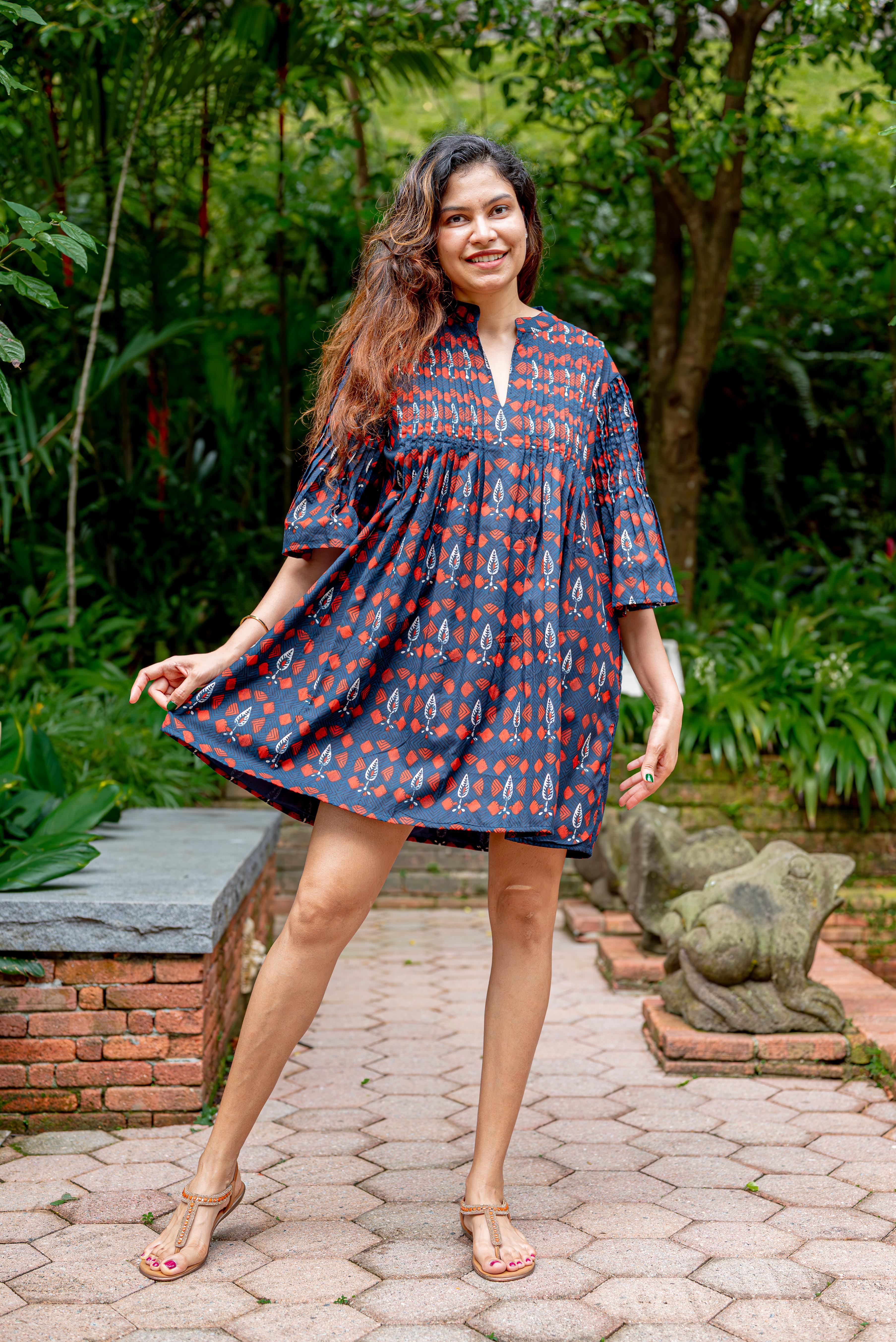 NIMBU | Kyra Breezy Pintuck Dress in Navy Celestial