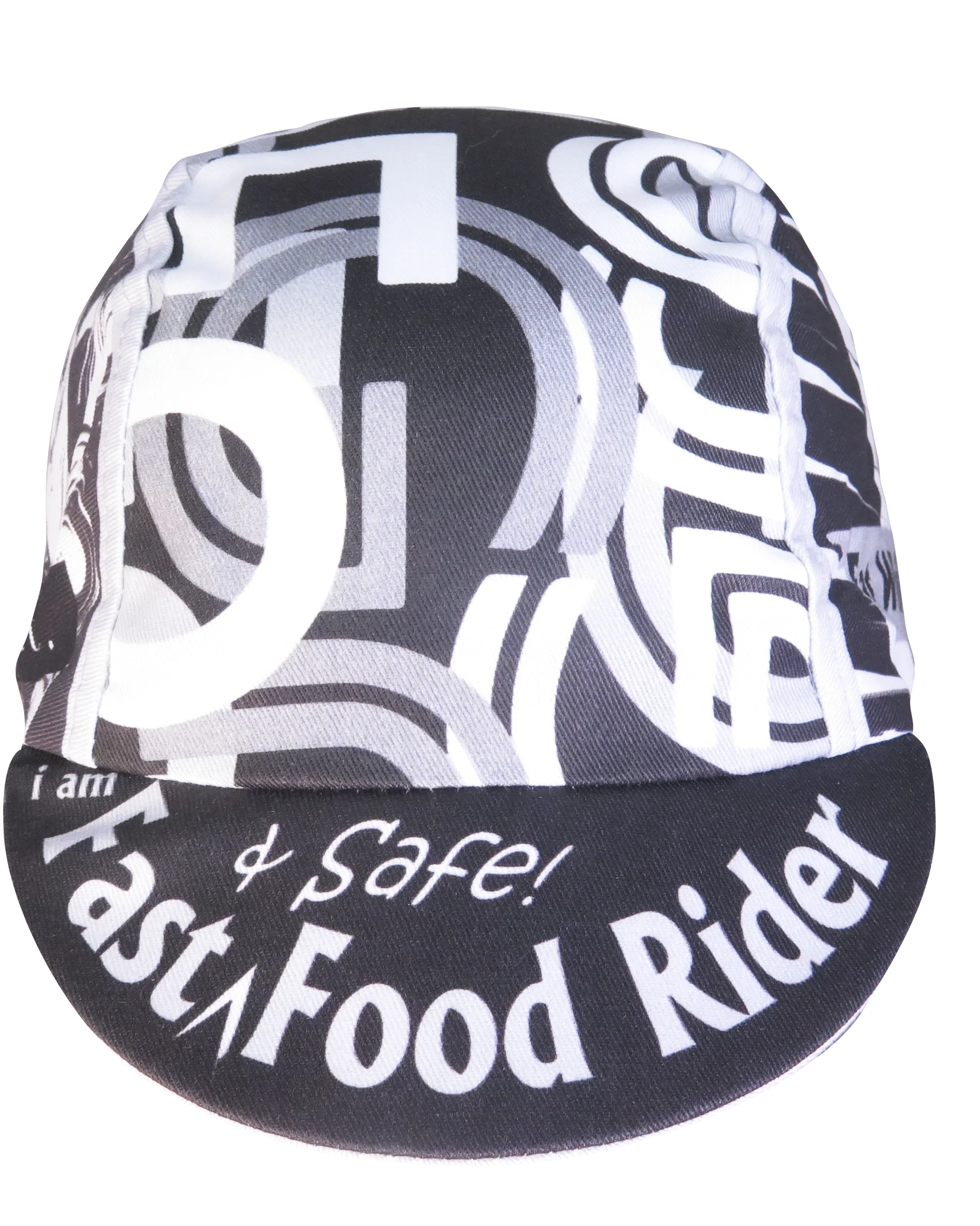 A DESIGN BY TAKACHYA | Cycling Cap - I Am Fast Food Rider (Greyscale)