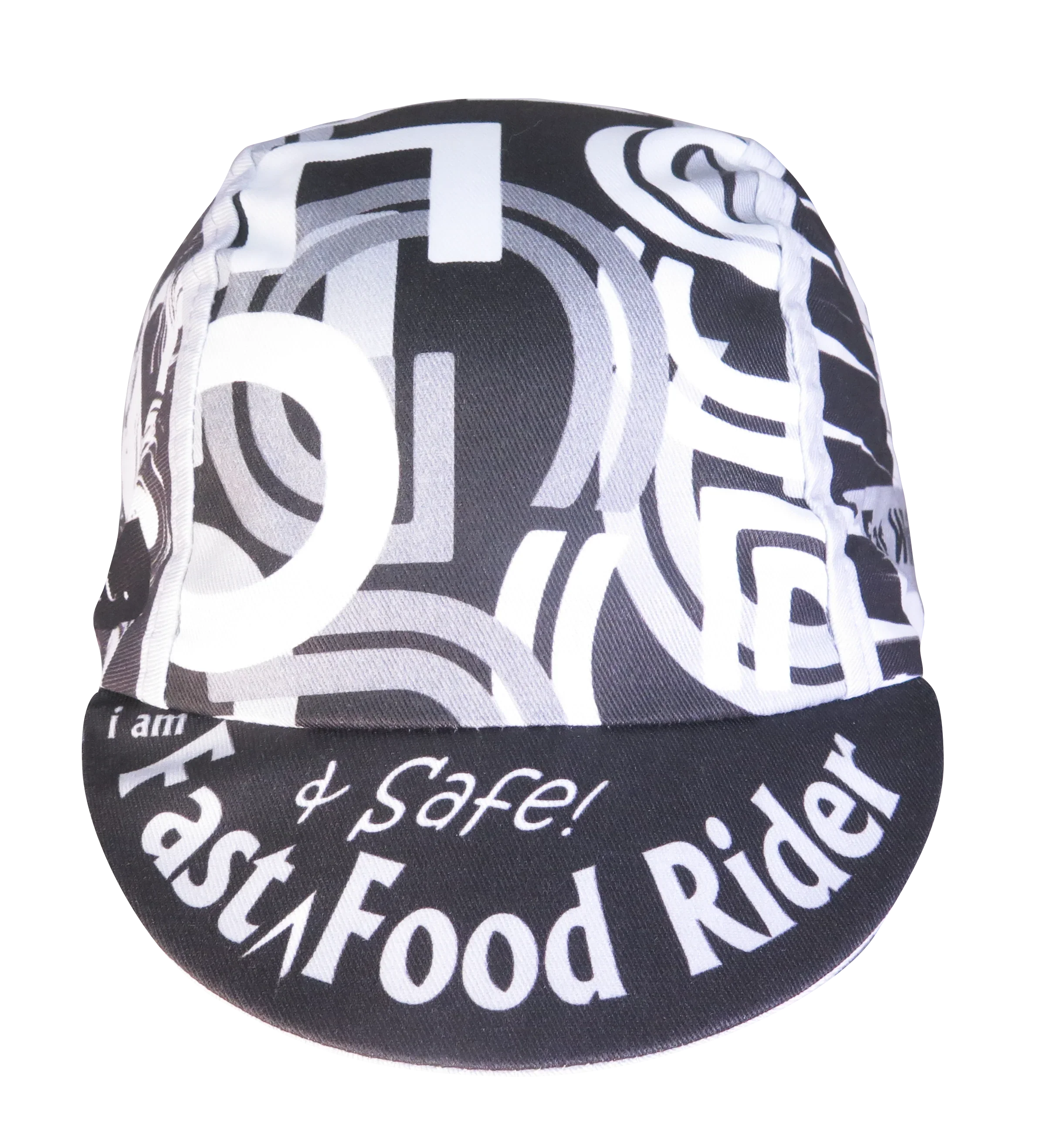 A DESIGN BY TAKACHYA | Cycling Cap - I Am Fast Food Rider (Greyscale)