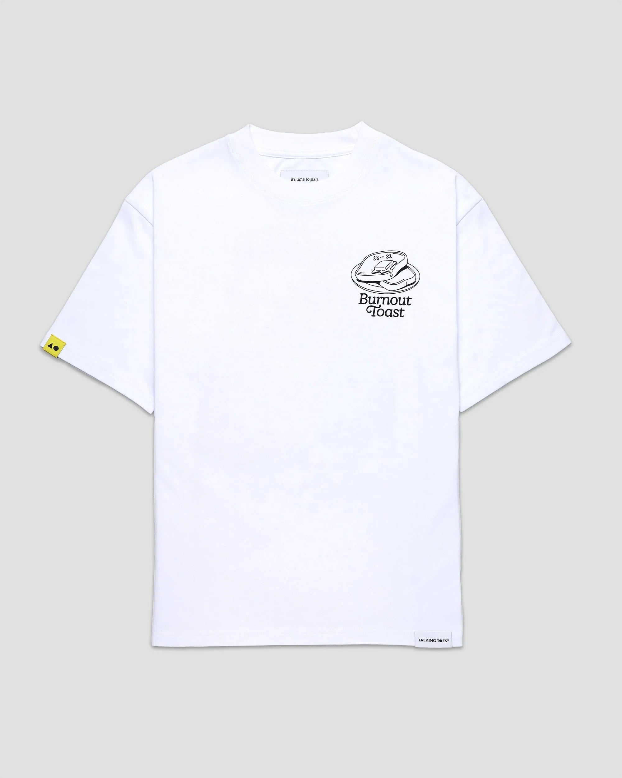 TALKING TOES | Burnout Toast Oversized Tee - White