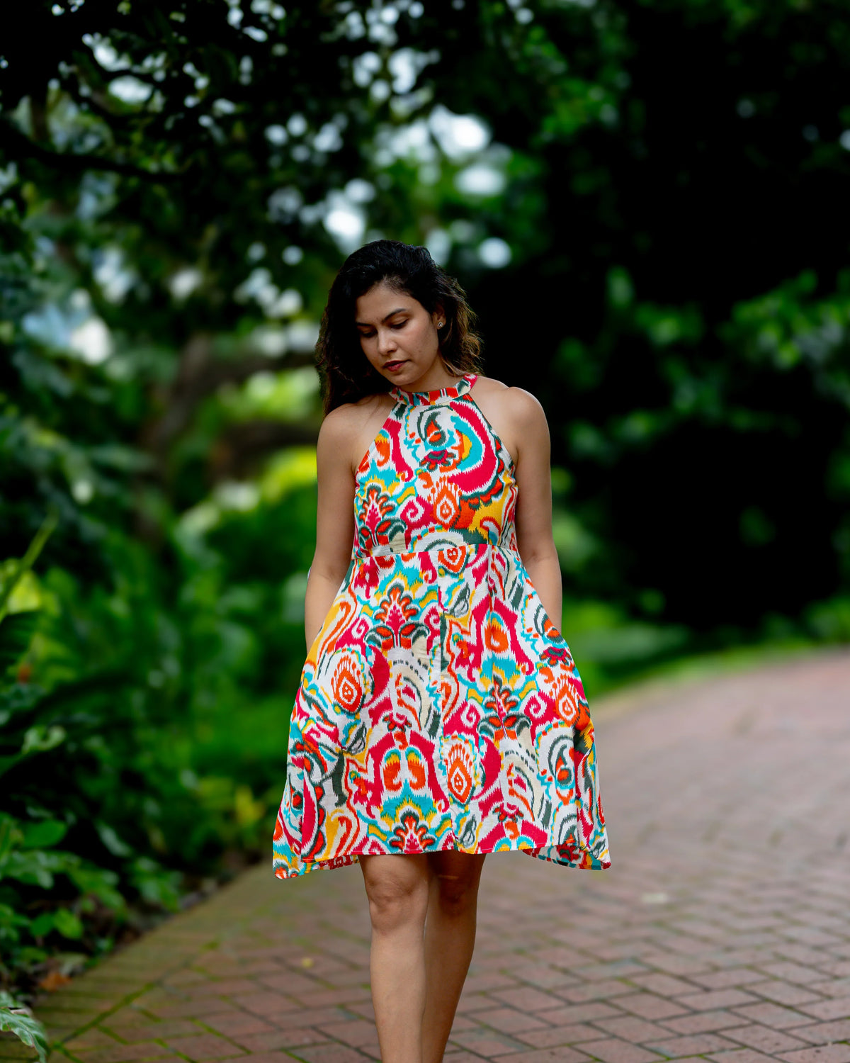 NIMBU | Hawaii Women's Short Halter Dress with Pockets in Multicolor