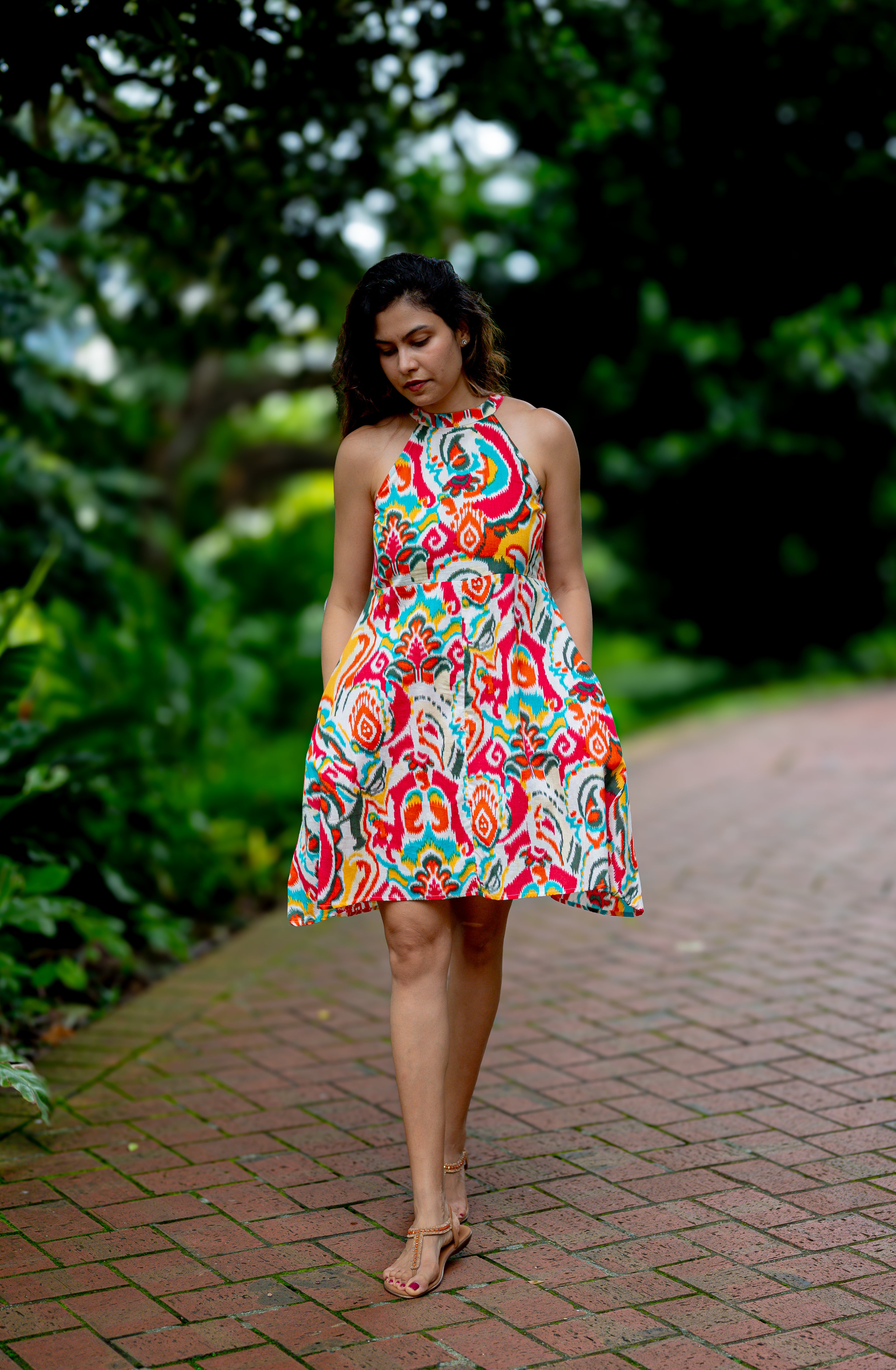 NIMBU | Hawaii Women's Short Halter Dress with Pockets in Multicolor