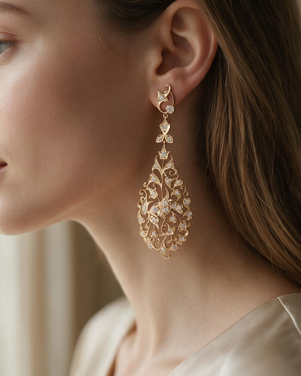 FOUNDATION JEWELLERS | 18K Yellow Gold Natural Diamond Earring - PE101765