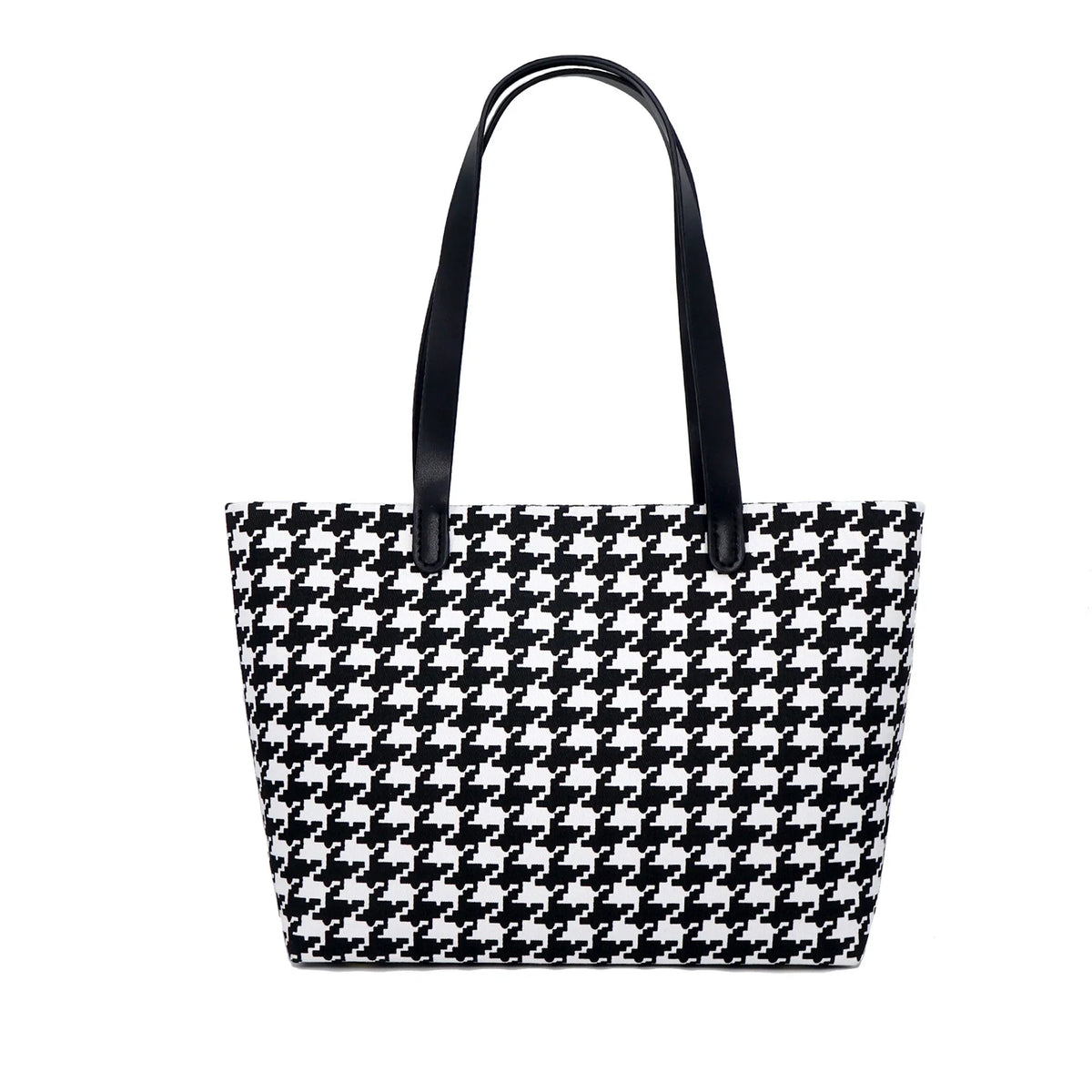 COCOONESE | Zipper Top Tote Bag - Houndstooth Check (BK)
