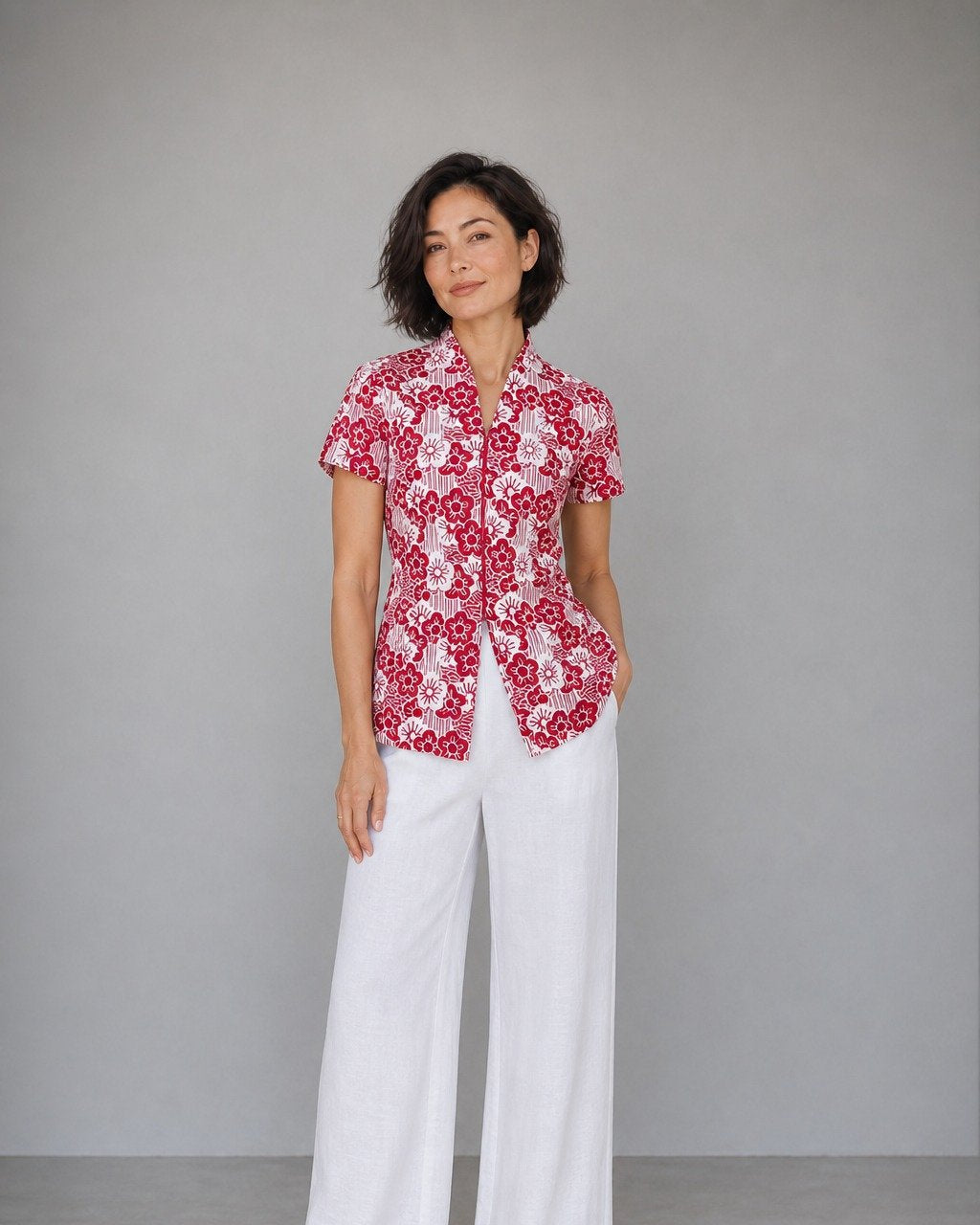 ANS.EIN | BANGKIT Red Batik Kebaya Peplum Top