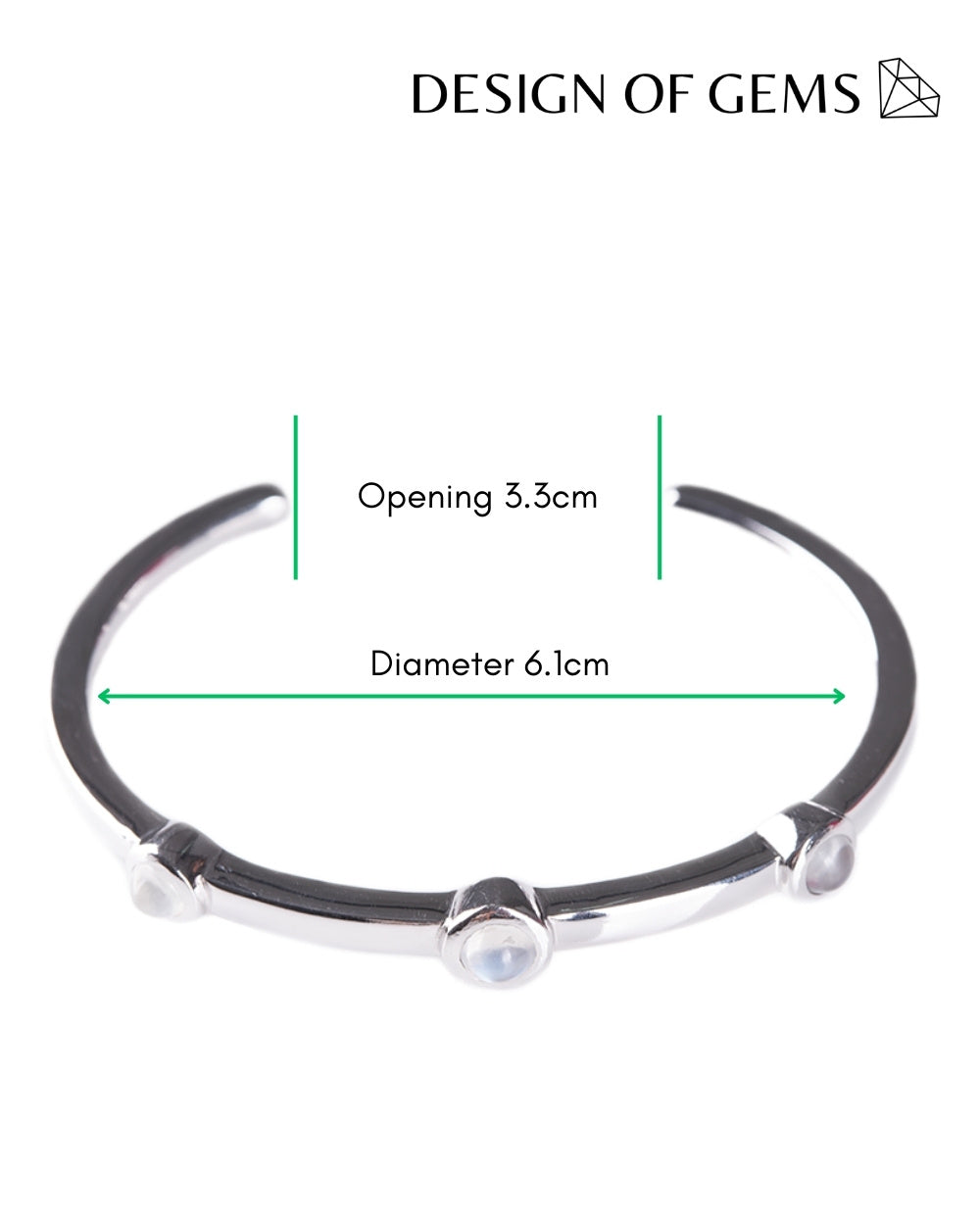 CREATIVE JEWELLERY STUDIO | Burmese Moonstone, Rhodium Plated Silver Cuff by Design of Gems