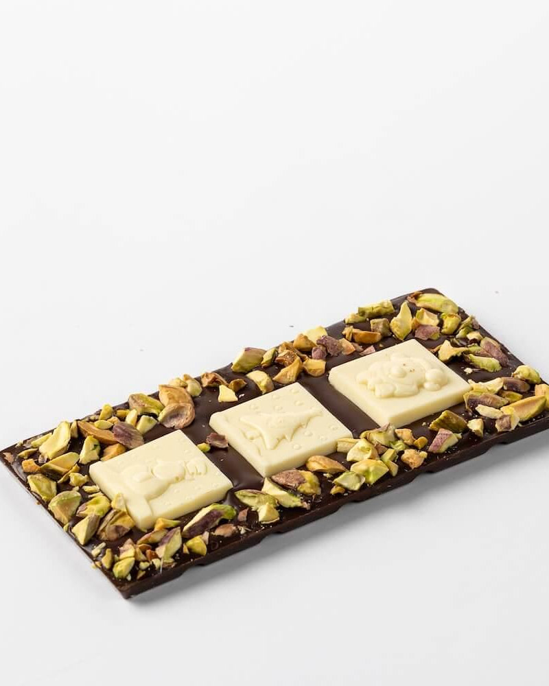 ANJALICHOCOLAT | Christmas Dark Chocolate Bar With Pistachios