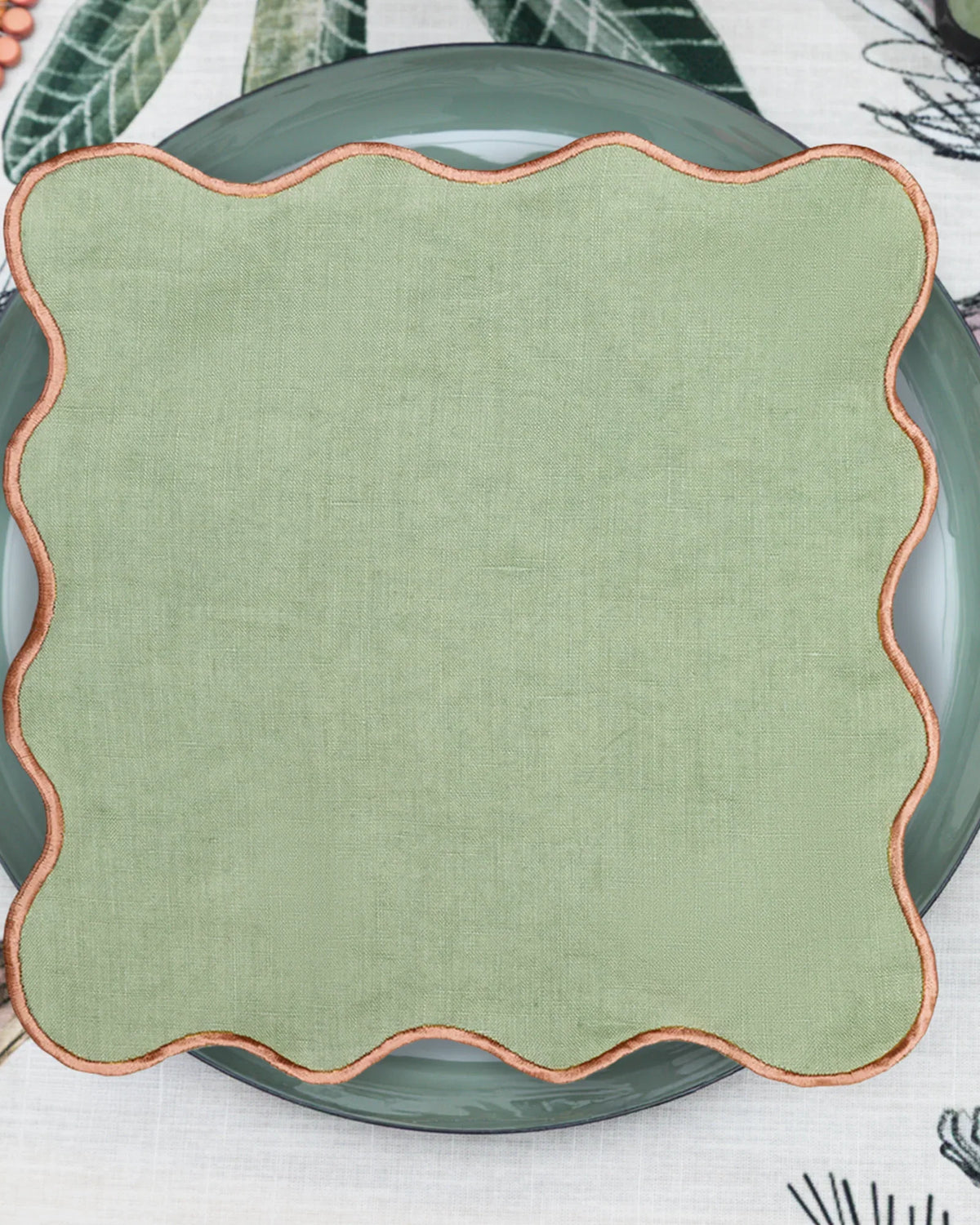 MEJA | The Aventure Africaine’ Cocktail Napkin - Oil Green Solid (Set of 2)