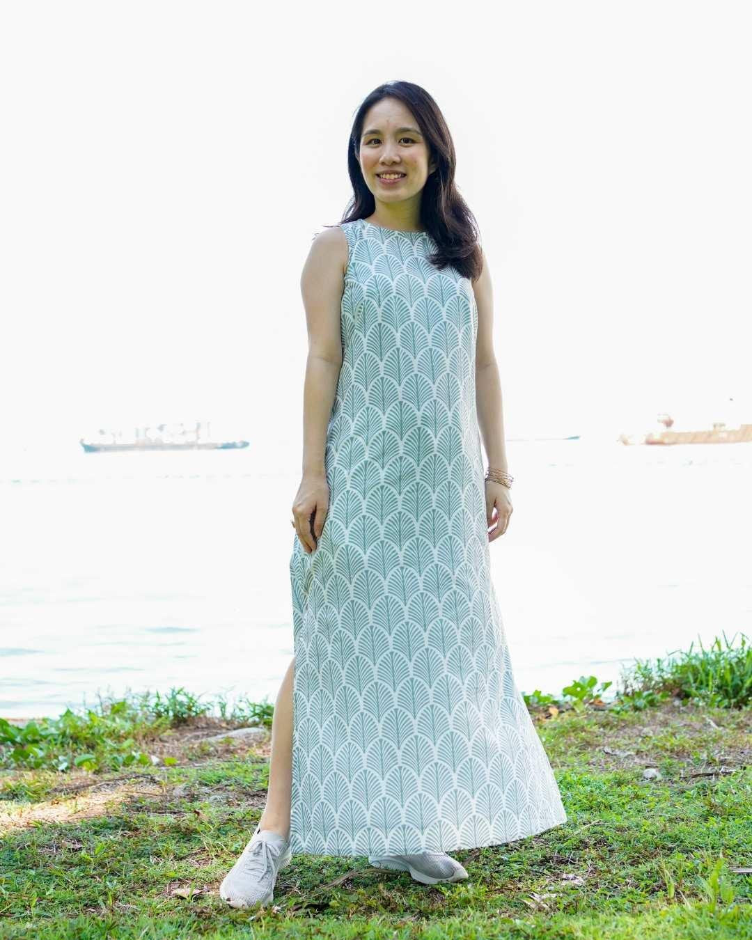NIMBU | Luna Slit Women's Dress In Blue Shells
