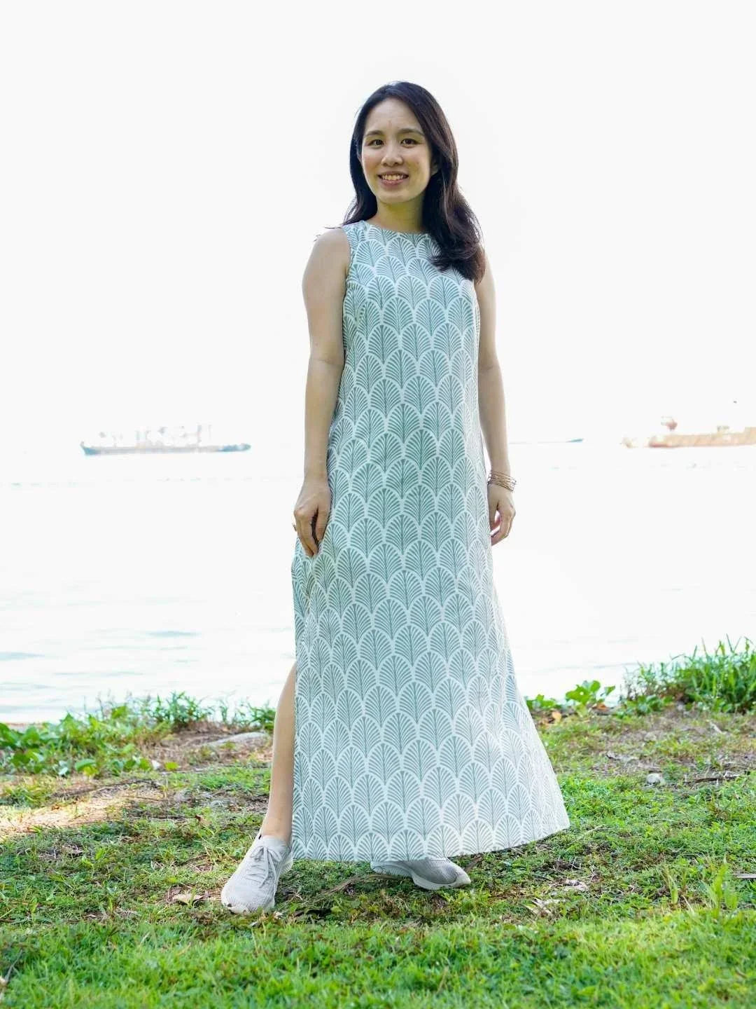NIMBU | Luna Slit Women's Dress In Blue Shells