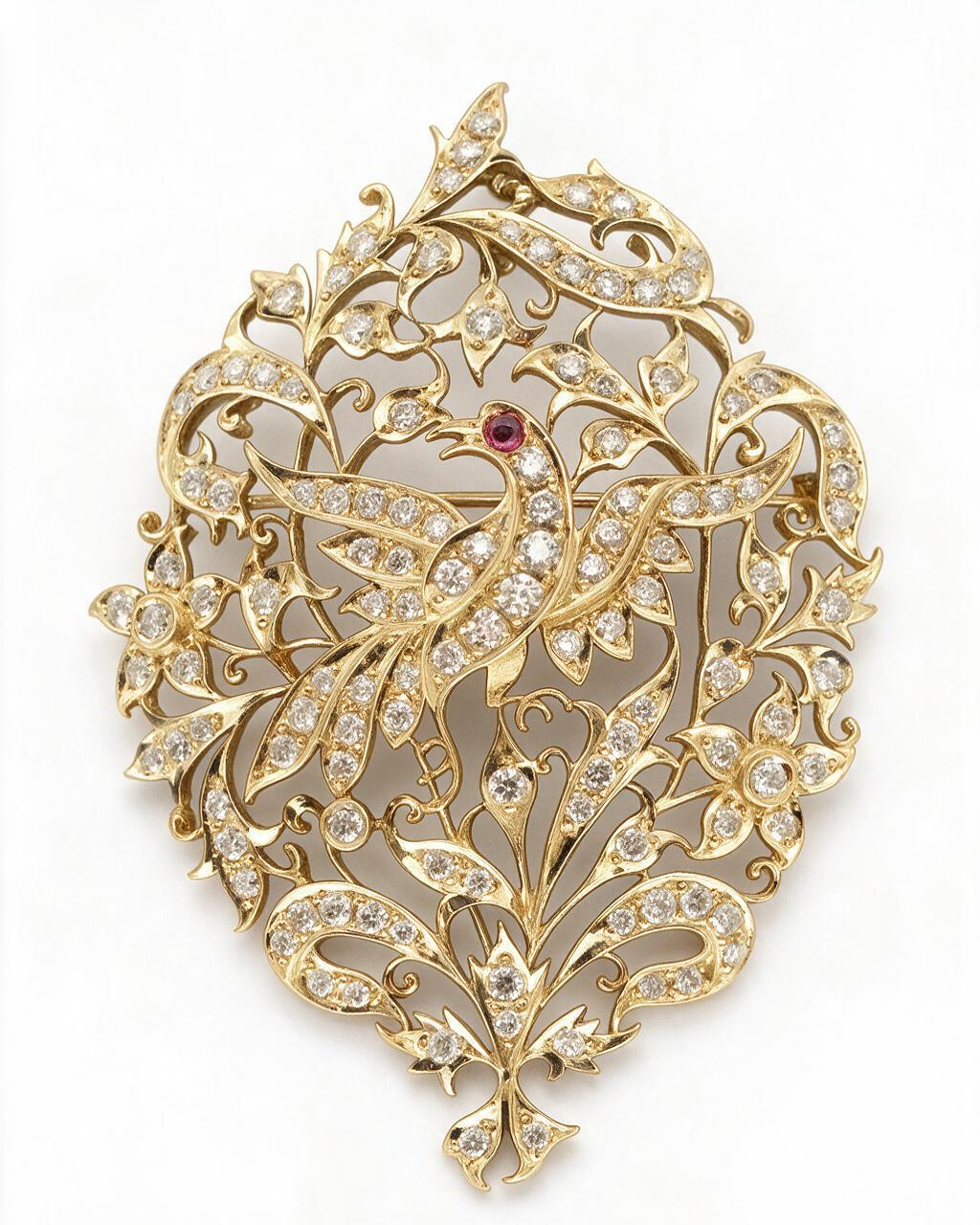 FOUNDATION JEWELLERS | 18K Yellow Gold Natural Diamond Pendant Brooch - PP101476