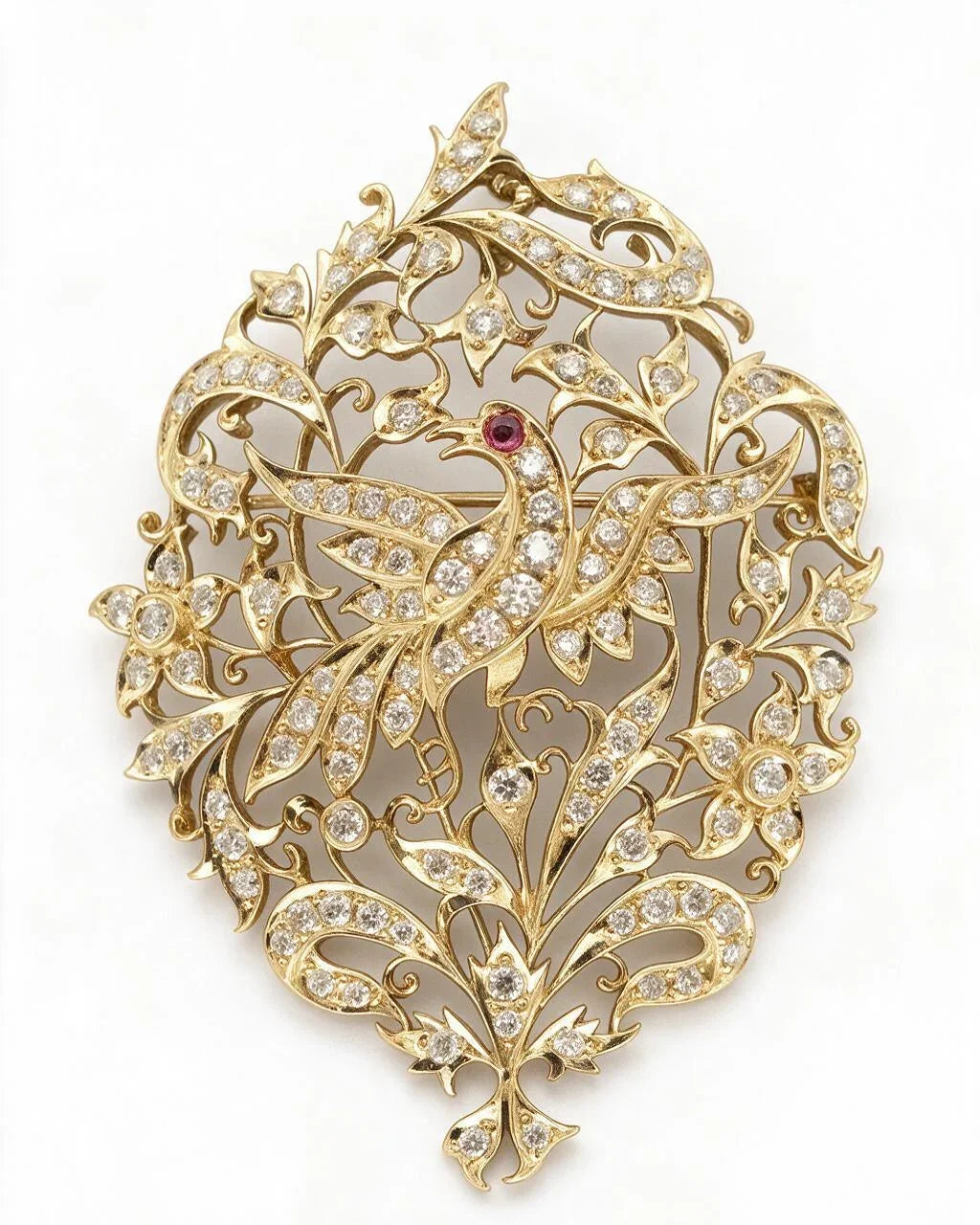 FOUNDATION JEWELLERS | 18K Yellow Gold Natural Diamond Pendant Brooch - PP101476