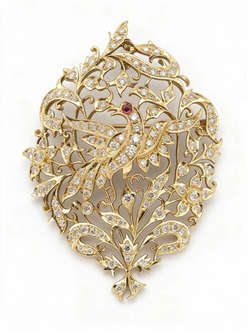 FOUNDATION JEWELLERS | 18K Yellow Gold Natural Diamond Pendant Brooch - PP101476
