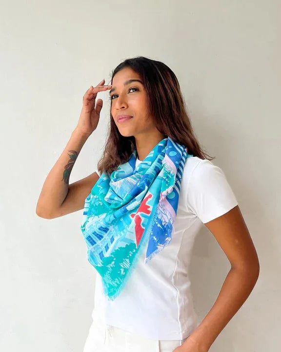 BINARY STYLE | A City In A Garden 115cm x 115cm Square Cotton Scarf