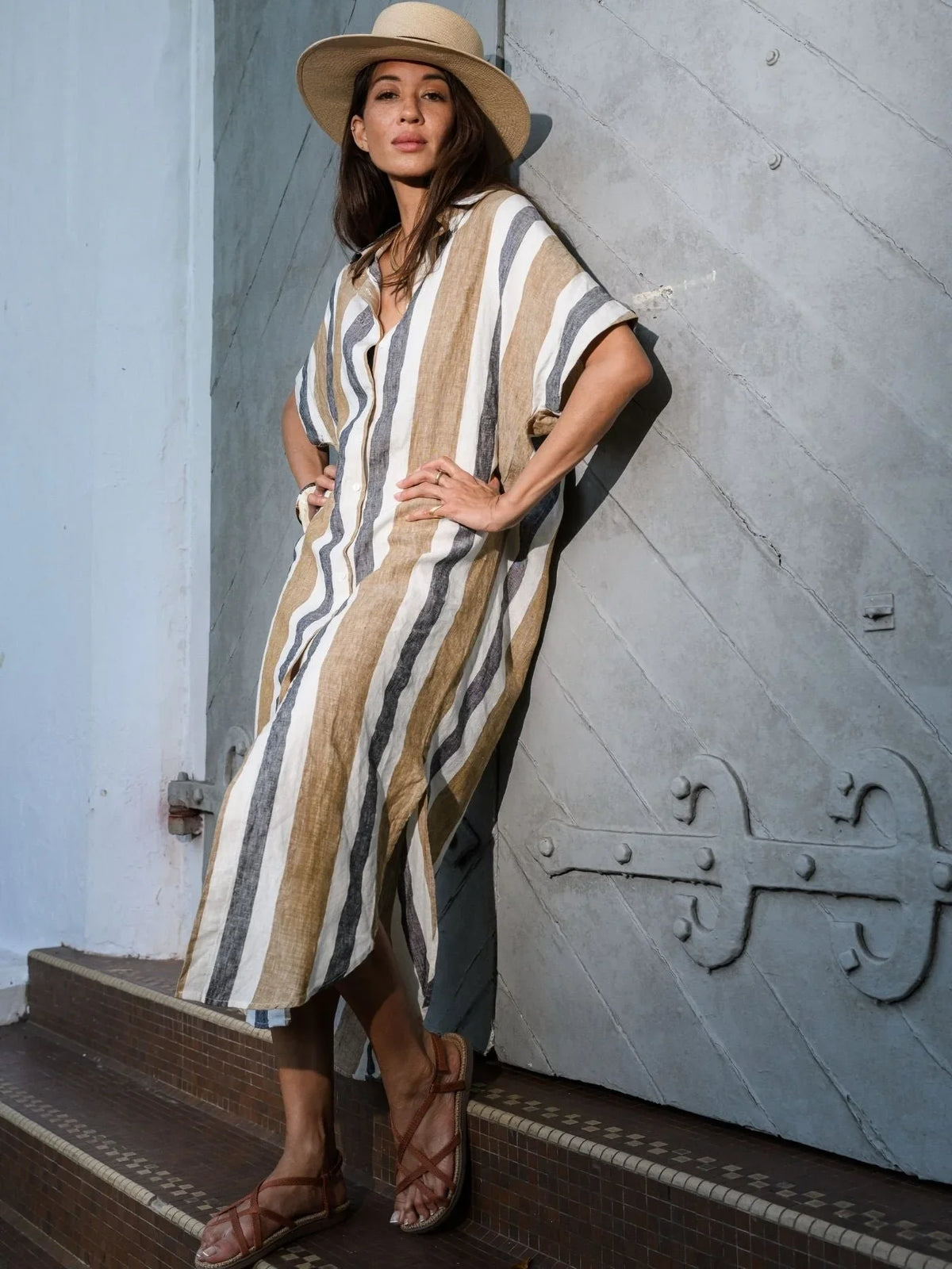 EDITION LIMITEE SINGAPORE | Shirt Dress Long | Charcoal Stripes