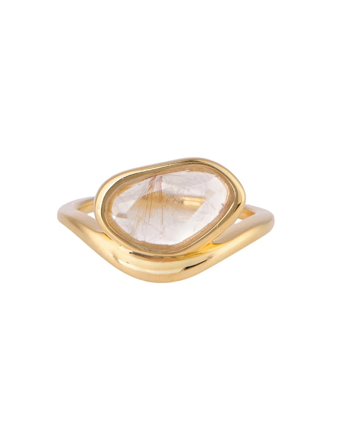 RINA LEE | GOLDEN Rutile Quartz Bezel Ring | 18K Gold Vermeil