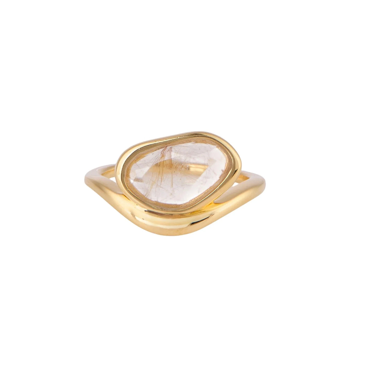 RINA LEE | GOLDEN Rutile Quartz Bezel Ring | 18K Gold Vermeil
