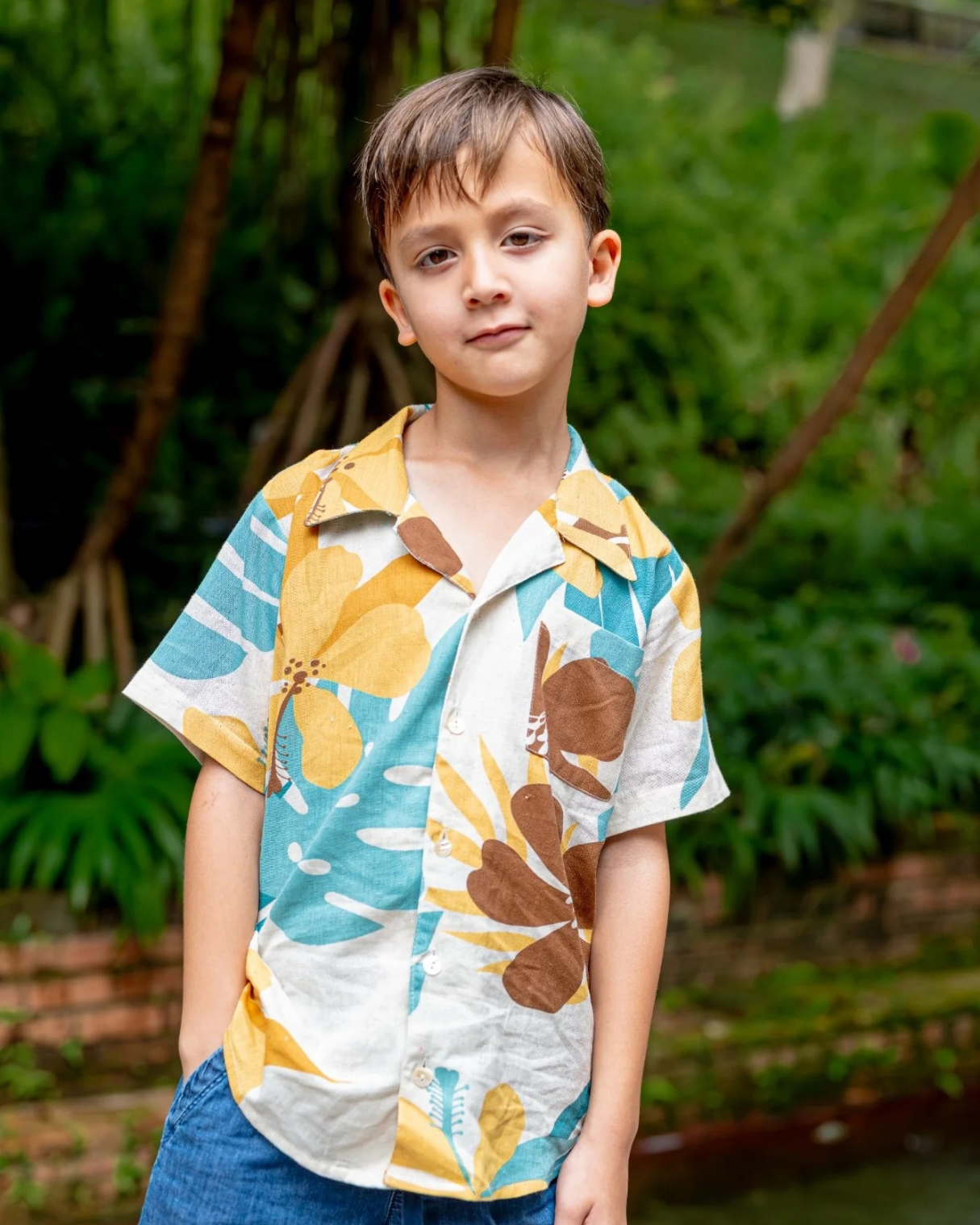NIMBU | Valeria Beige Kids Shirt in Flex Cotton