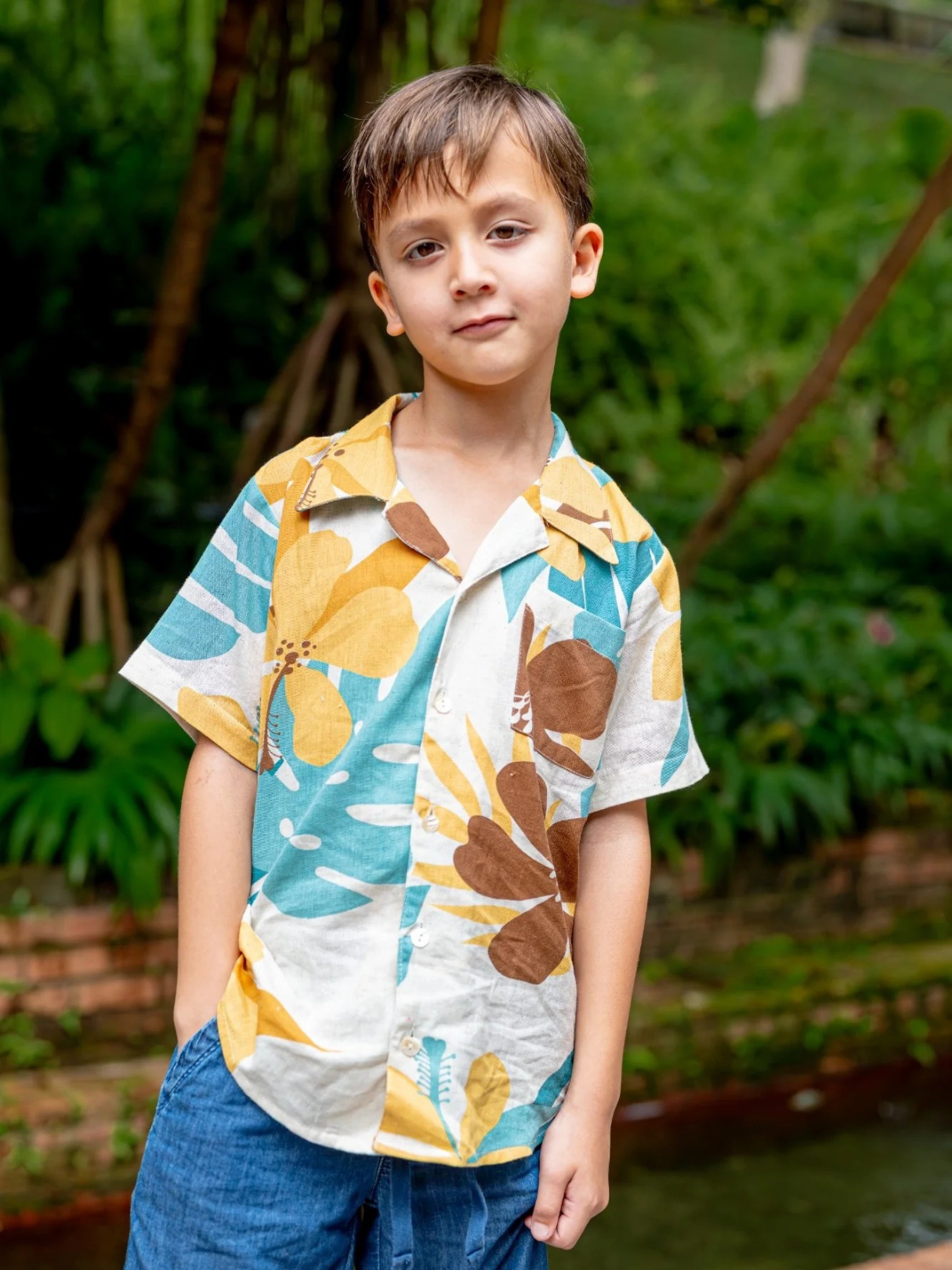 NIMBU | Valeria Beige Kids Shirt in Flex Cotton