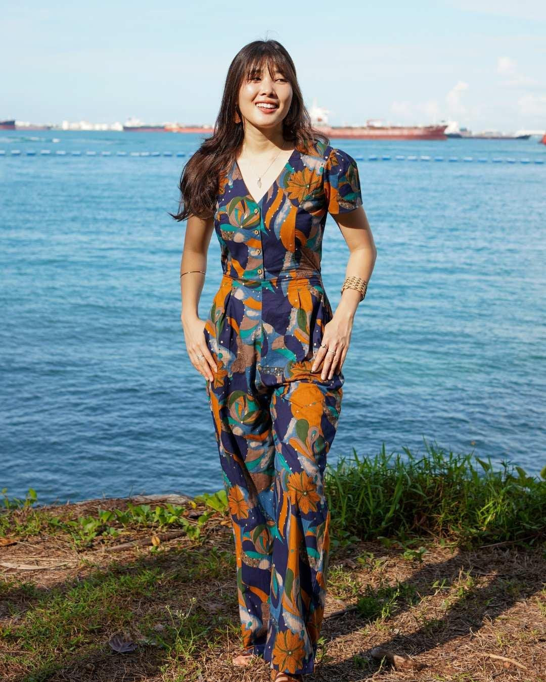 NIMBU | Calypso Women's Jumpsuit In Ocean Mosaic